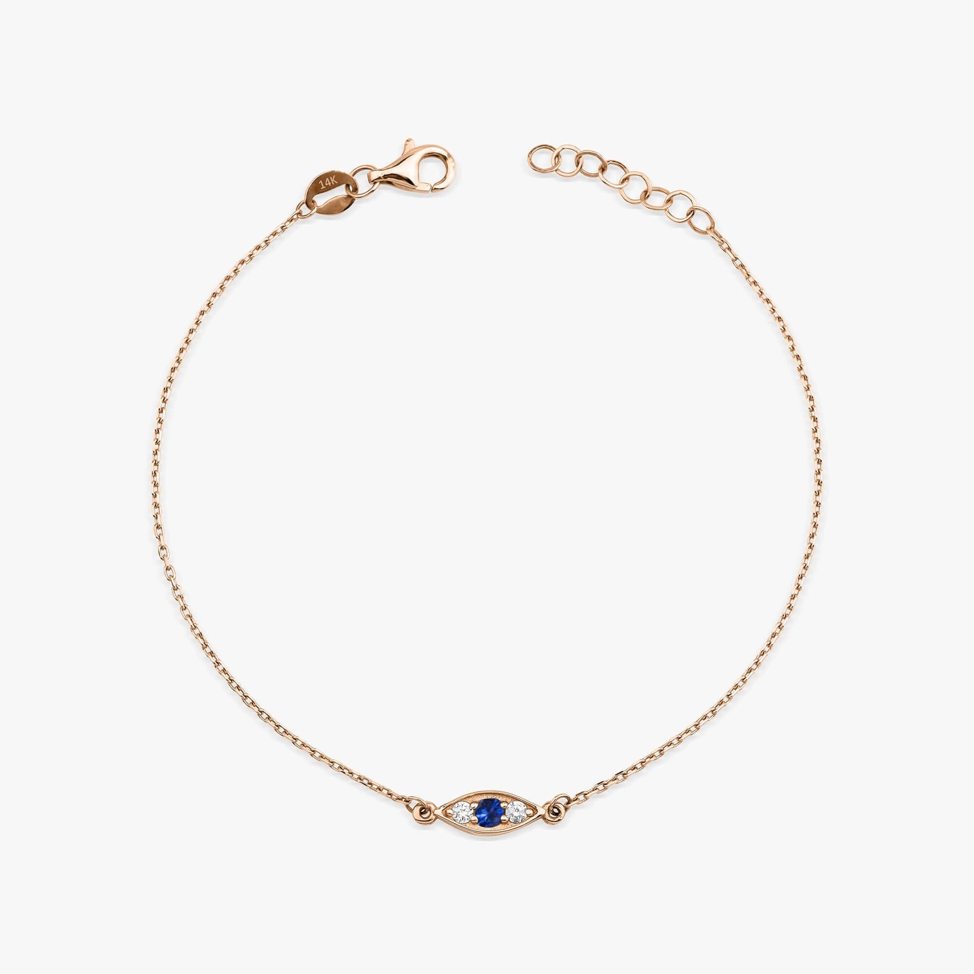 Dainty Blue Sapphire and Diamond Bracelet in 14K Gold