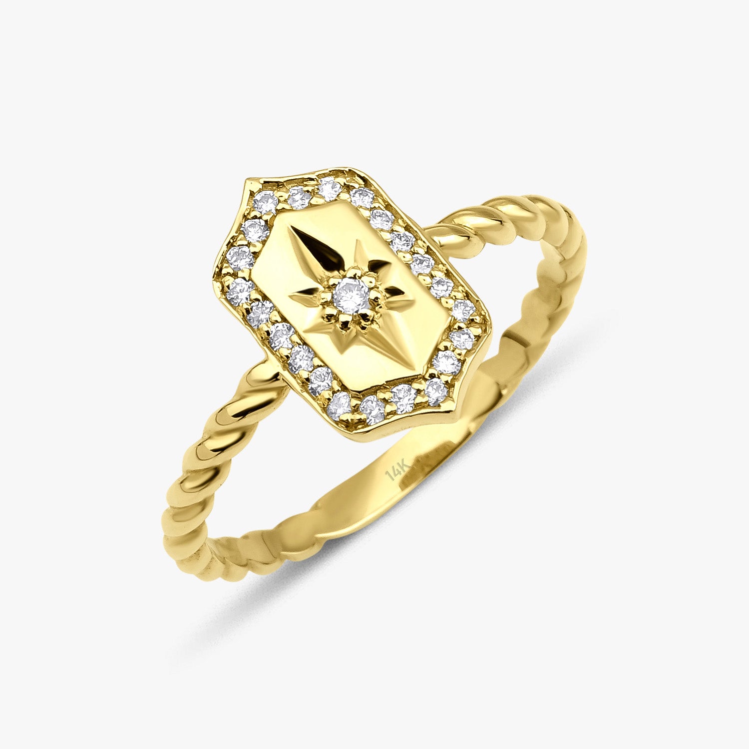 Diamond North Star Shield Ring in 14K Gold