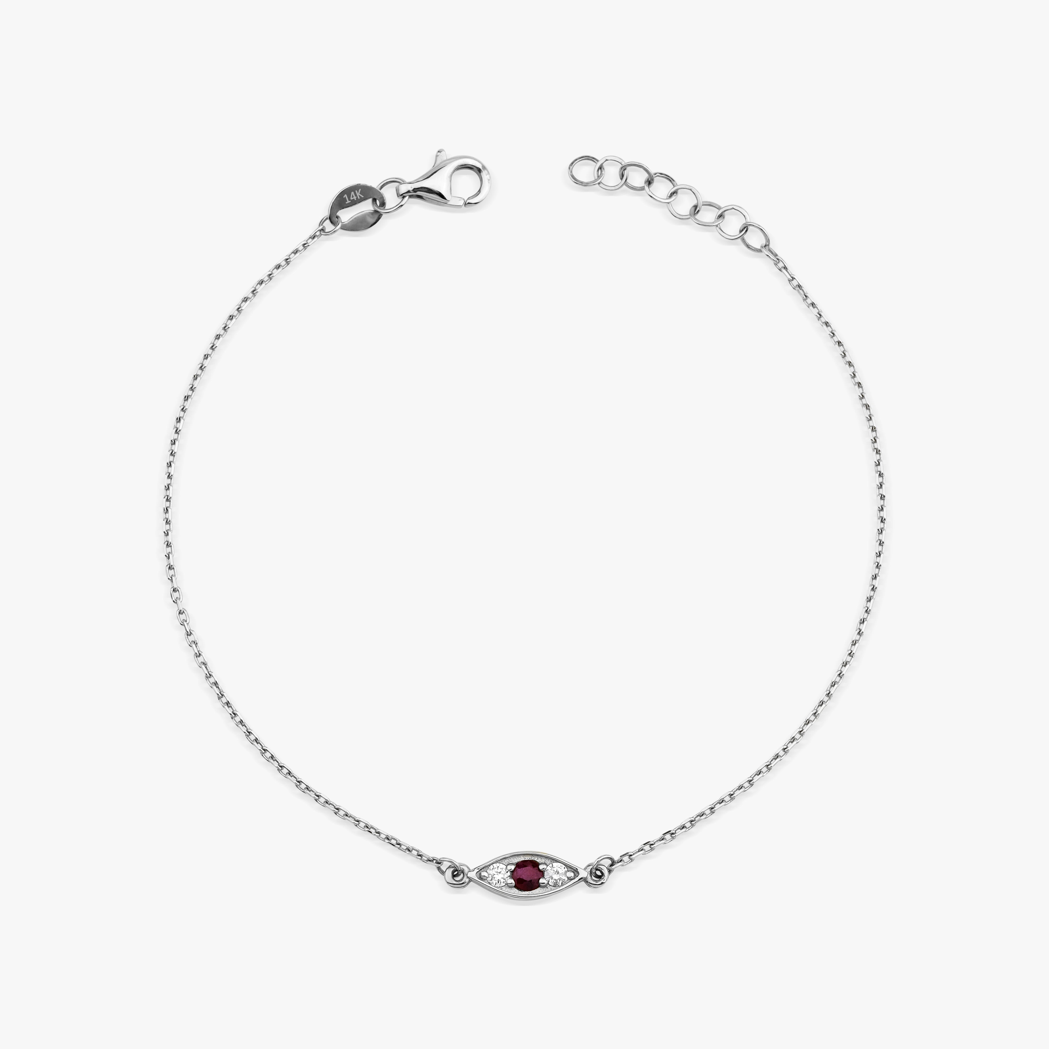 Tiny Ruby And Diamond Bracelet In 14K Gold