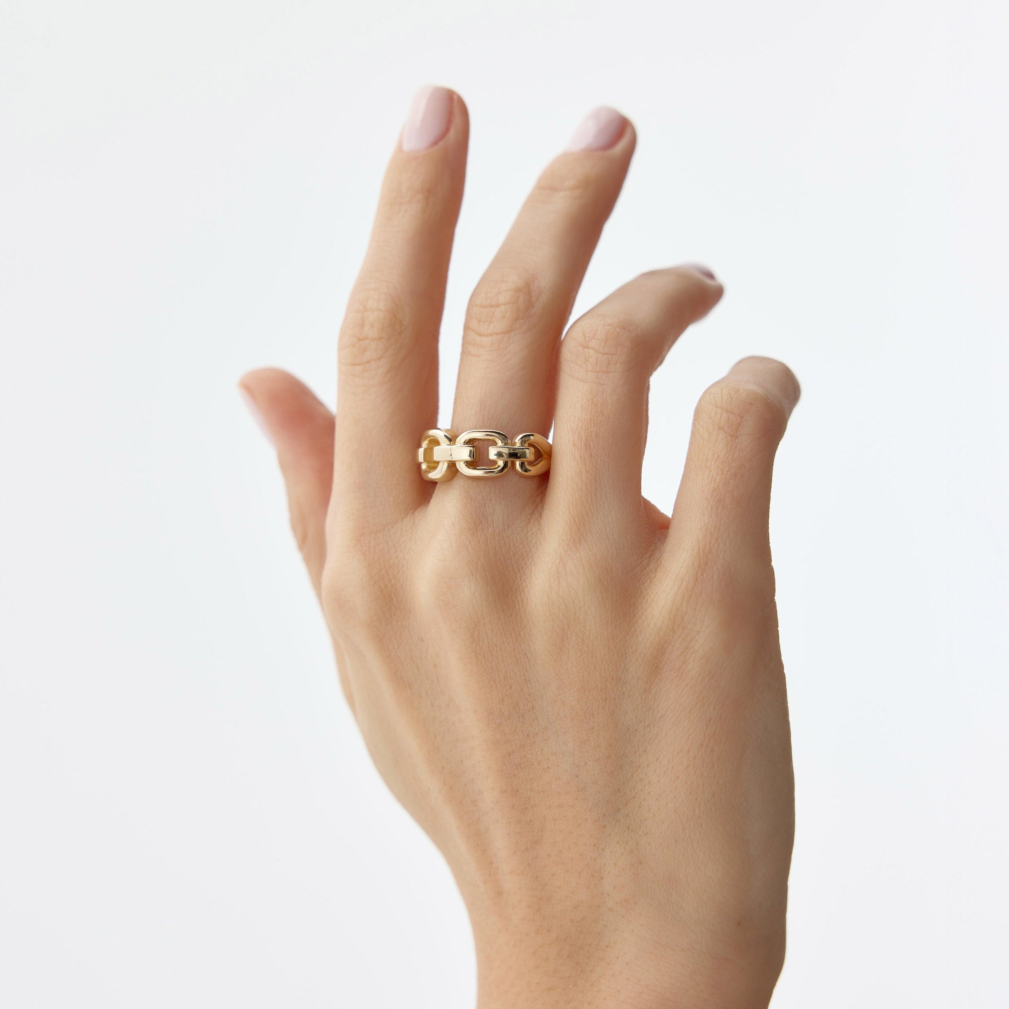 Modern Chain Ring in 14K Gold