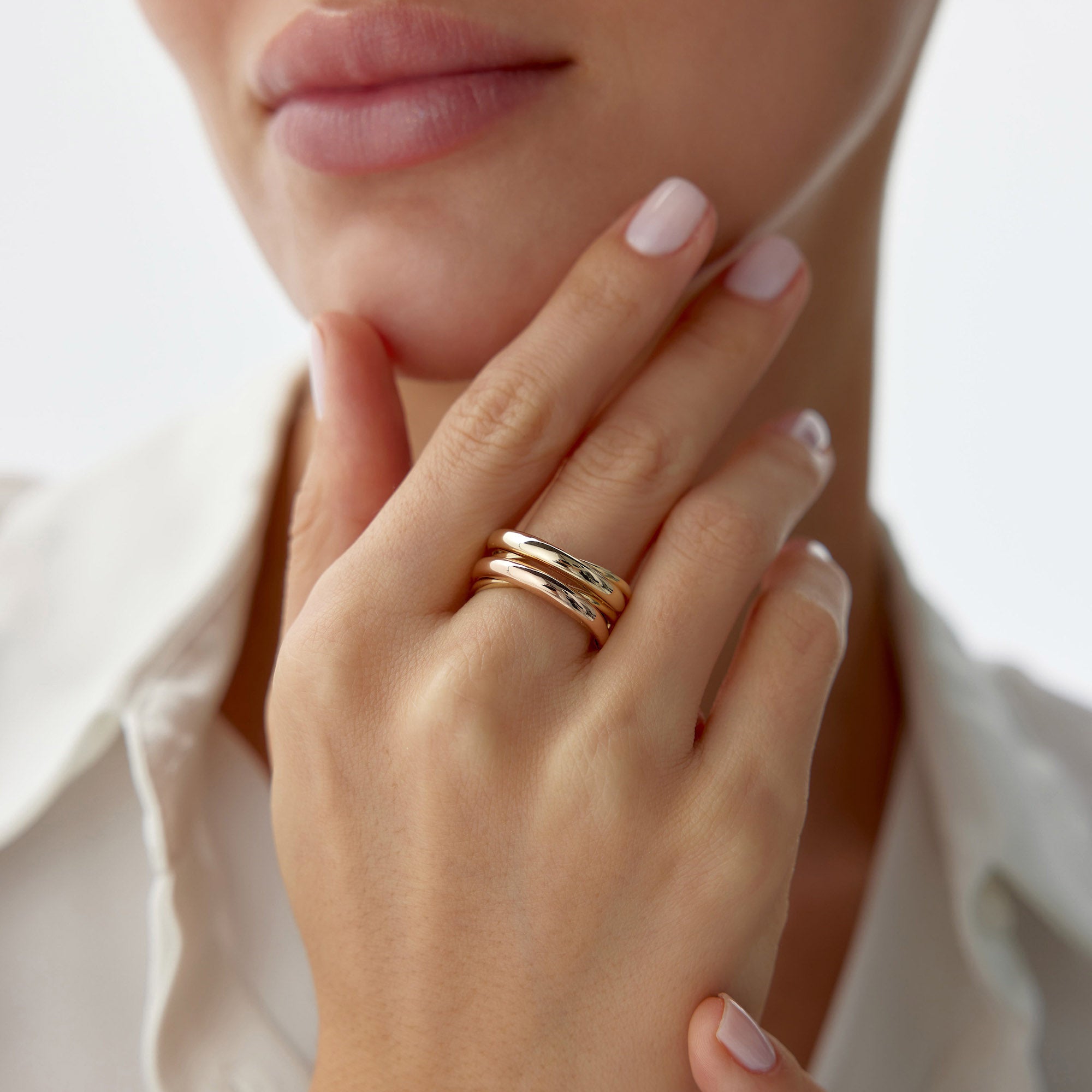 Two Tone Flow Ring in 14K Gold