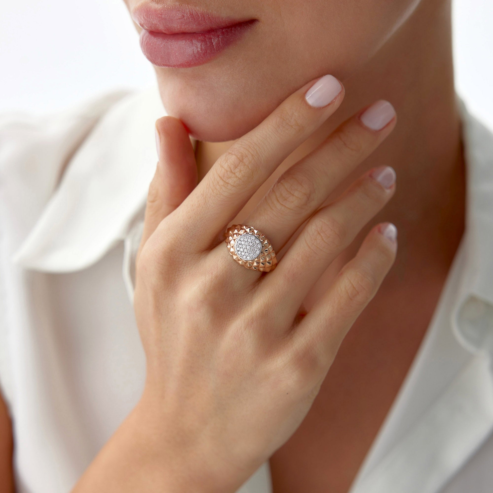 Diamond Pave Spike Ring in 14K Gold