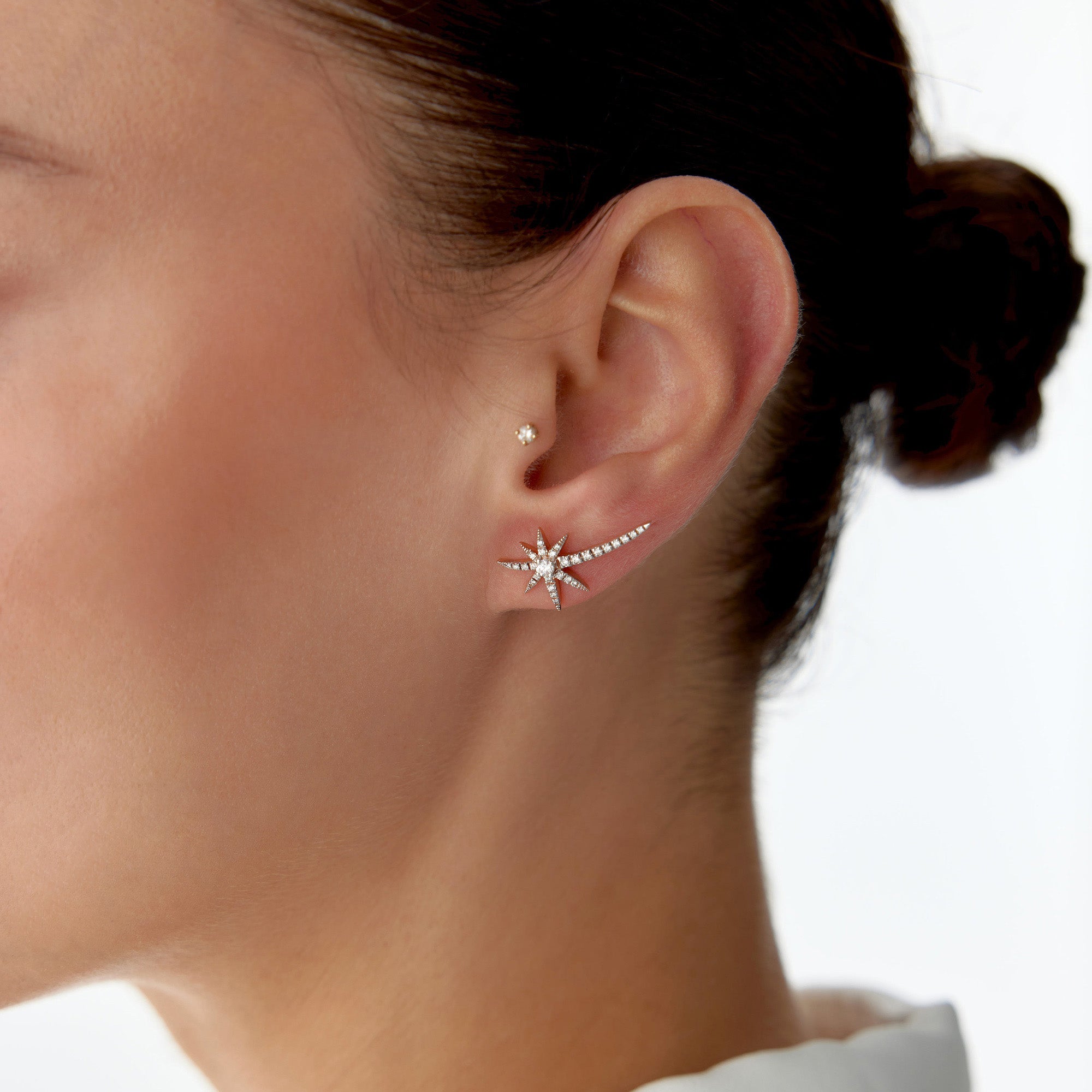 Diamond Comet Earrings Available in 14K and 18K Gold