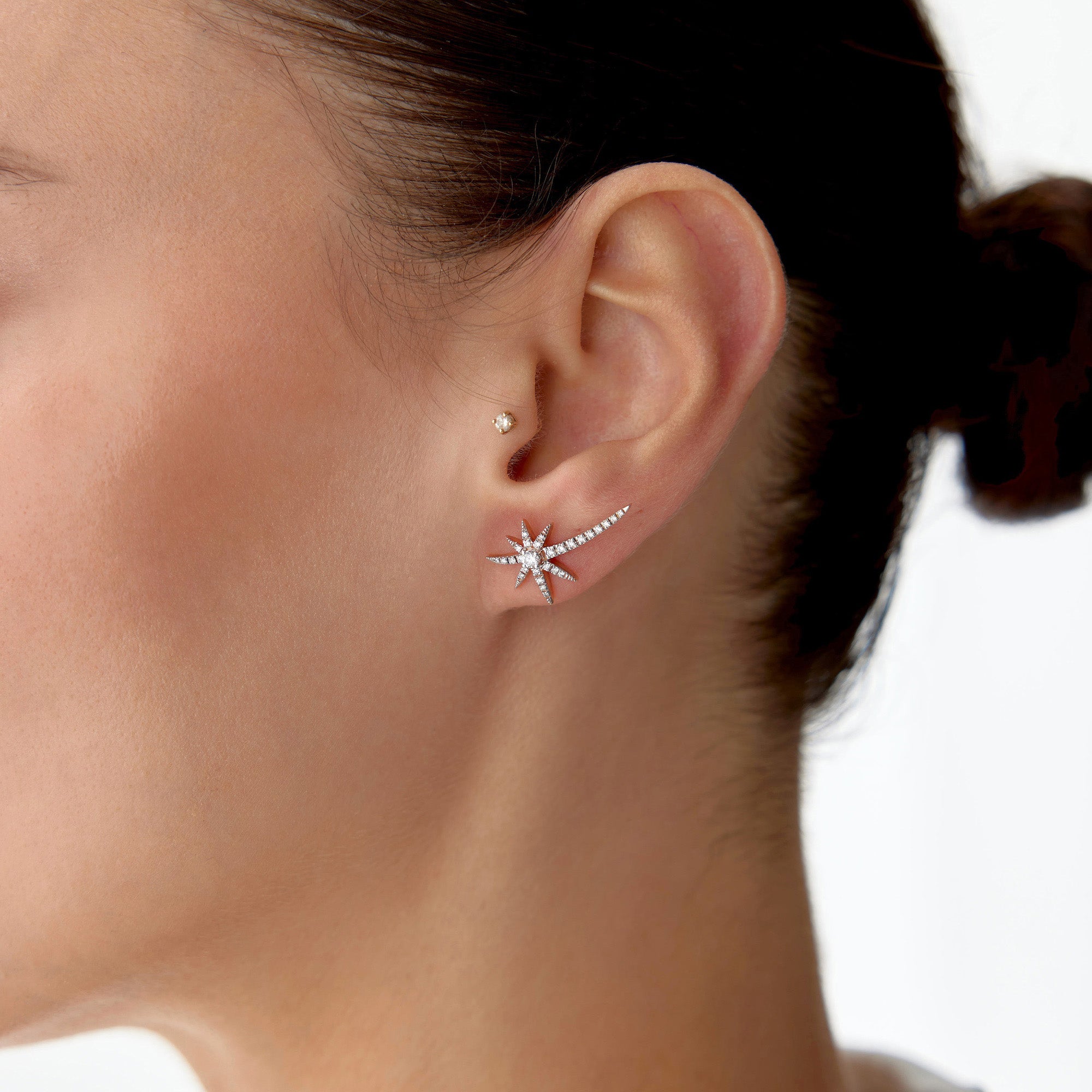 Diamond Comet Earrings Available in 14K and 18K Gold