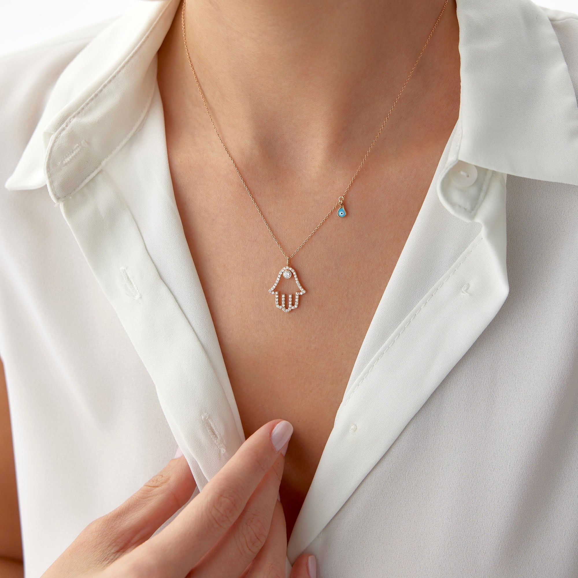 Diamond Hamsa Necklace