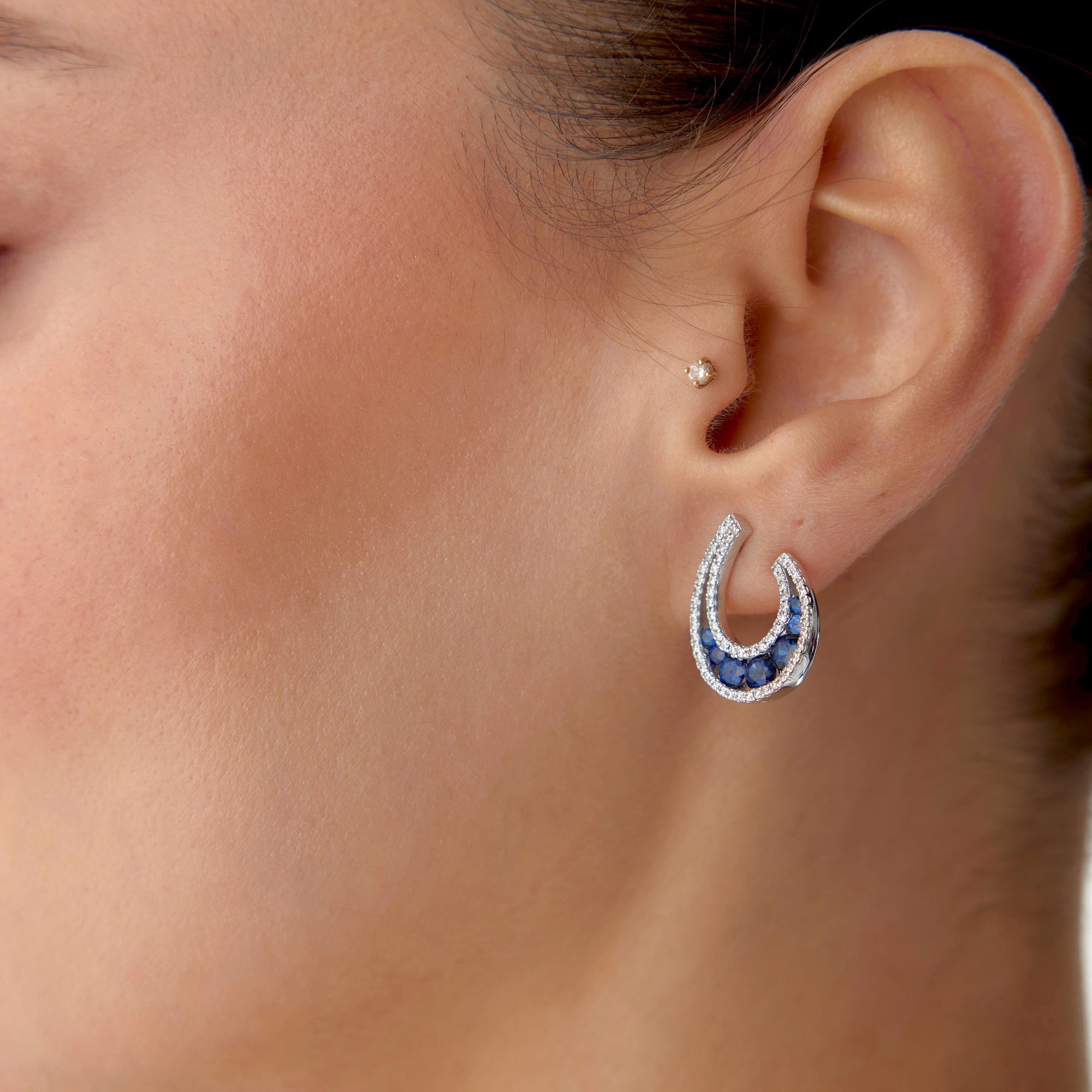 Large Sapphire and Diamond Drop Earrings Available in 14K and 18K Gold