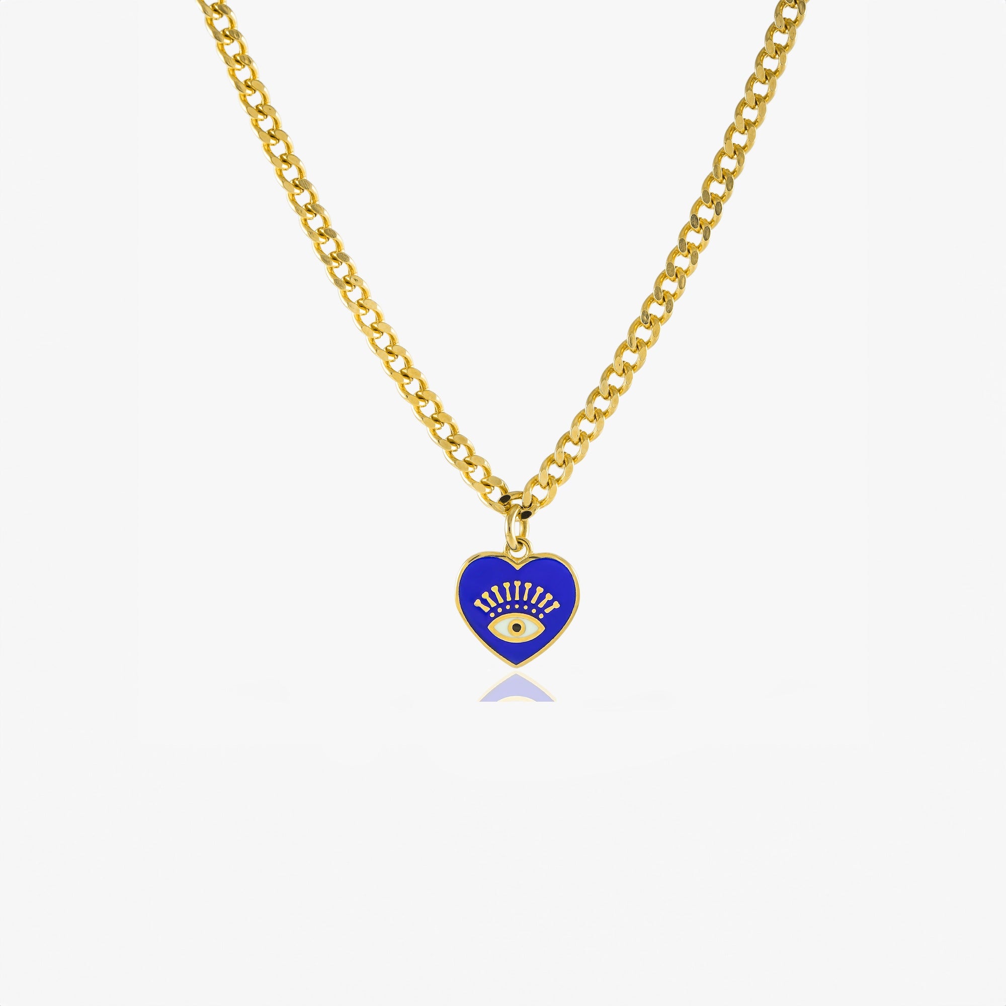 Curb Chain Heart Pendant Necklace