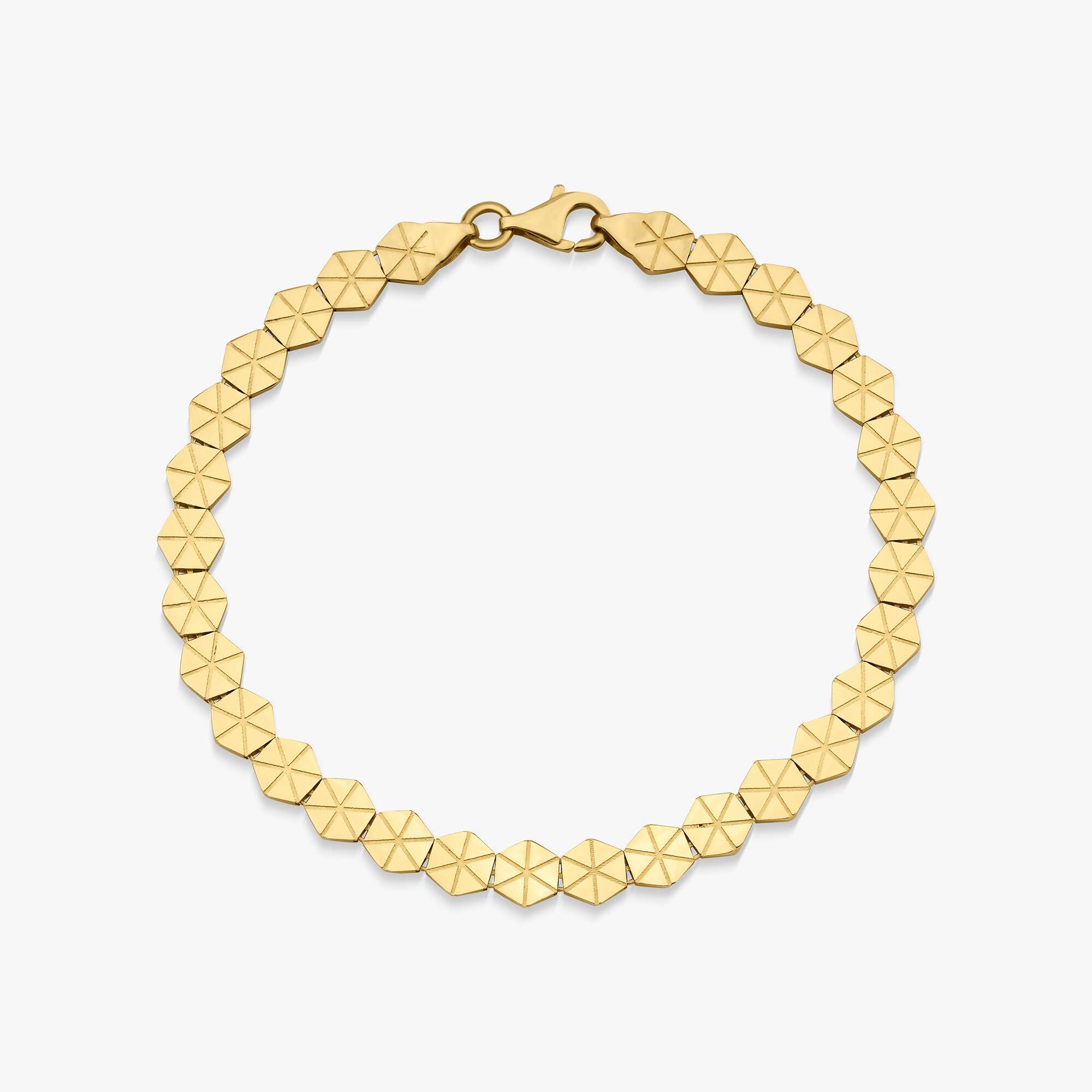 Hexagon Chain Bracelet in 14K Gold