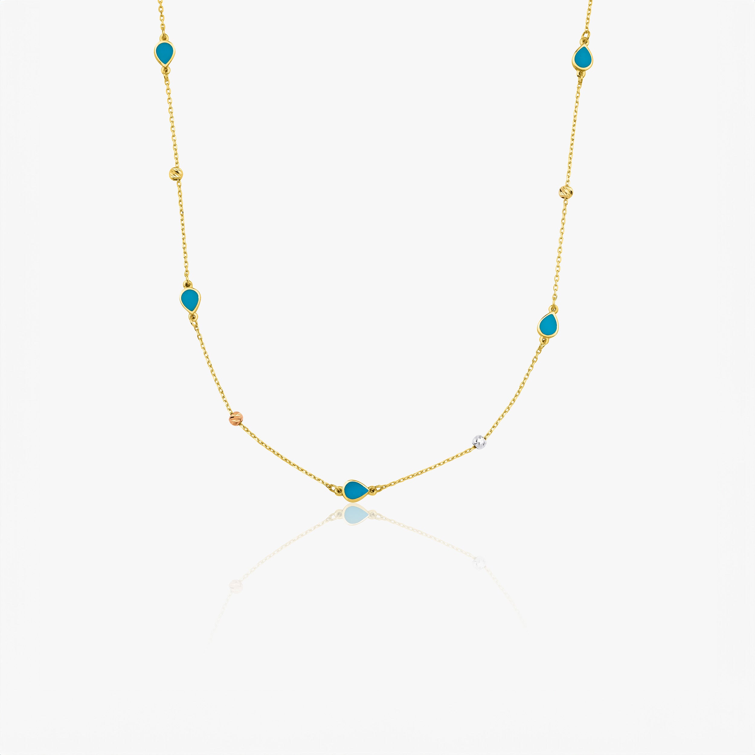 Raindrop Station Necklace in 14K Gold