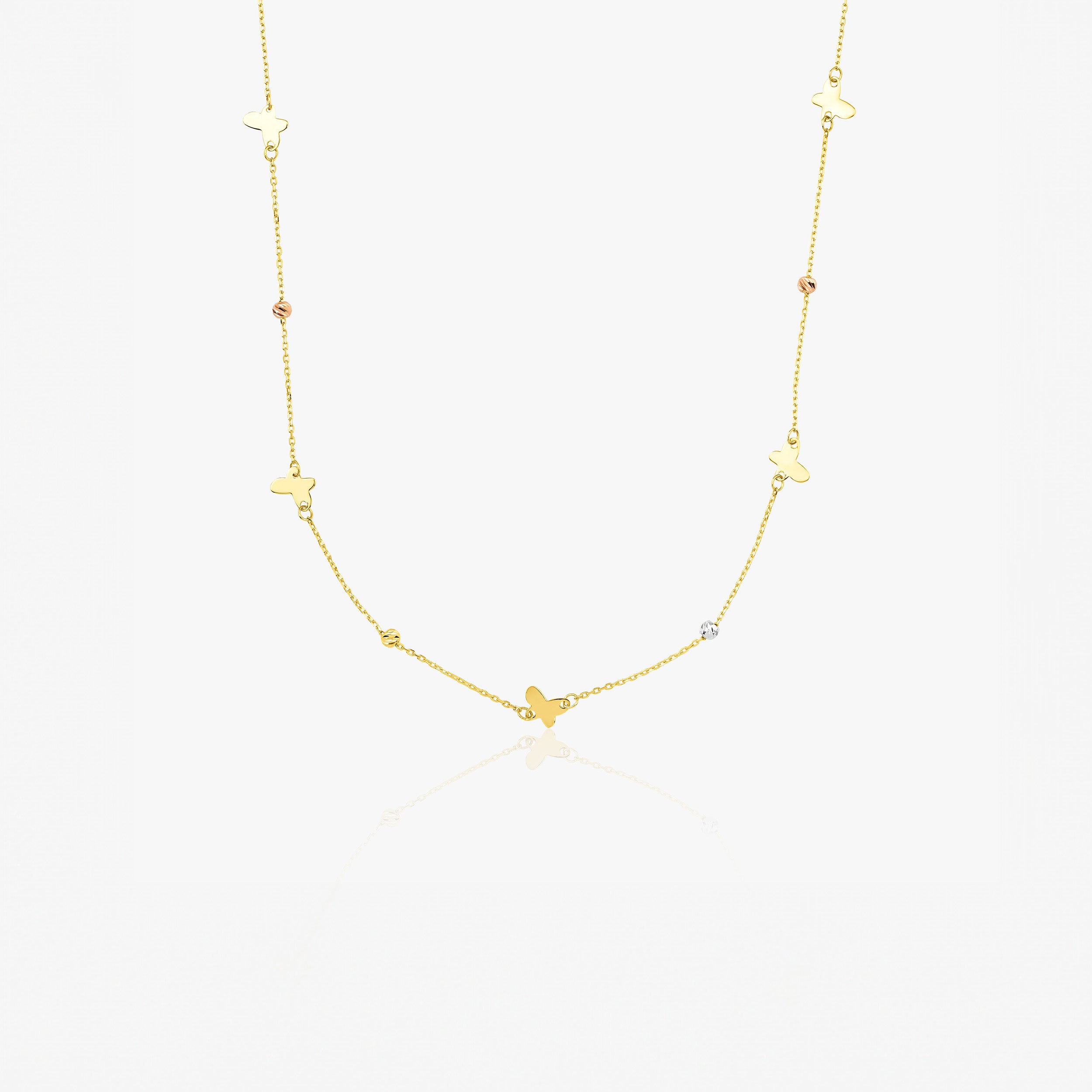 Butterfly Station Necklace in 14K Gold