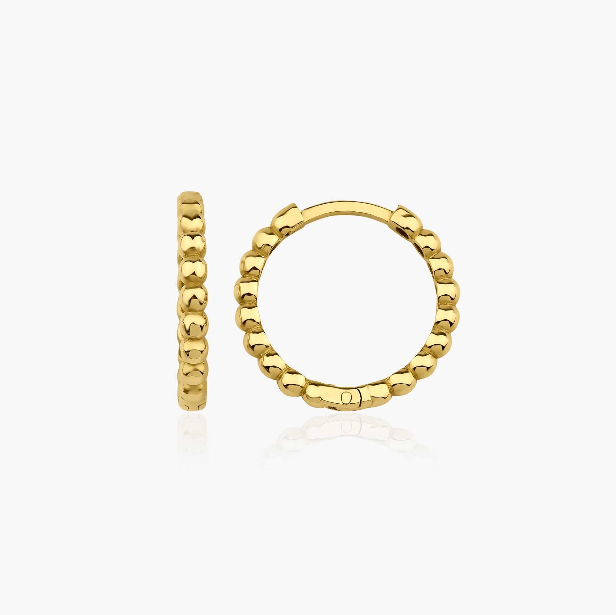 Beaded Hoop Earrings in 14K Gold