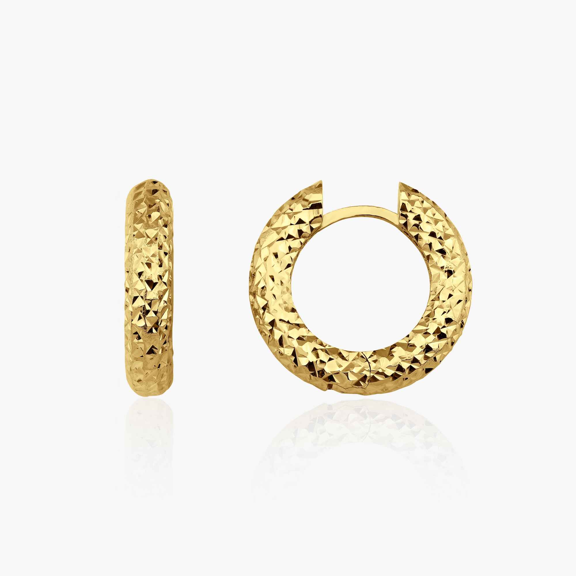 Medium Bold Glitter Hoop Earrings in 14K Gold