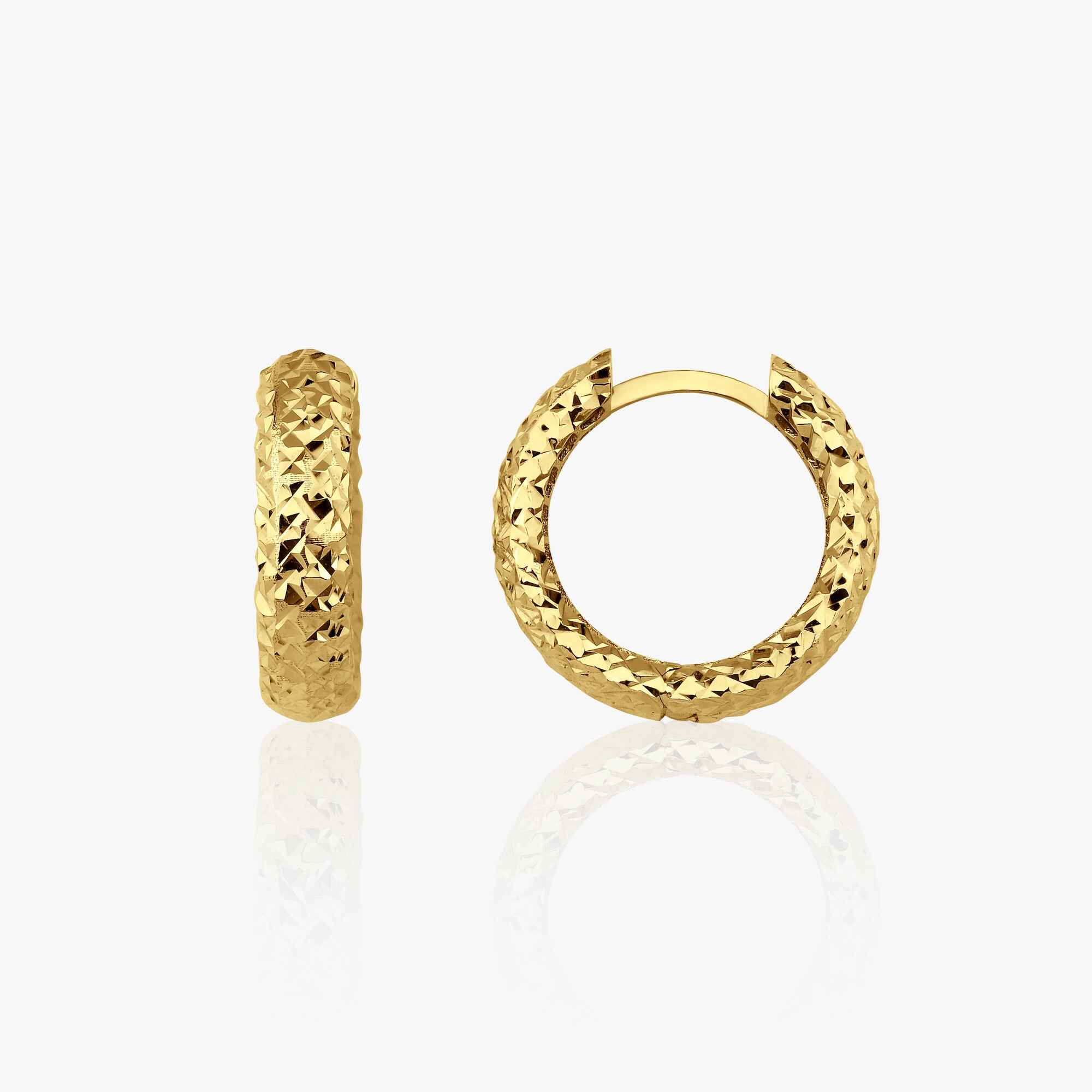 Small Bold Glitter Hoop Earrings in 14K Gold