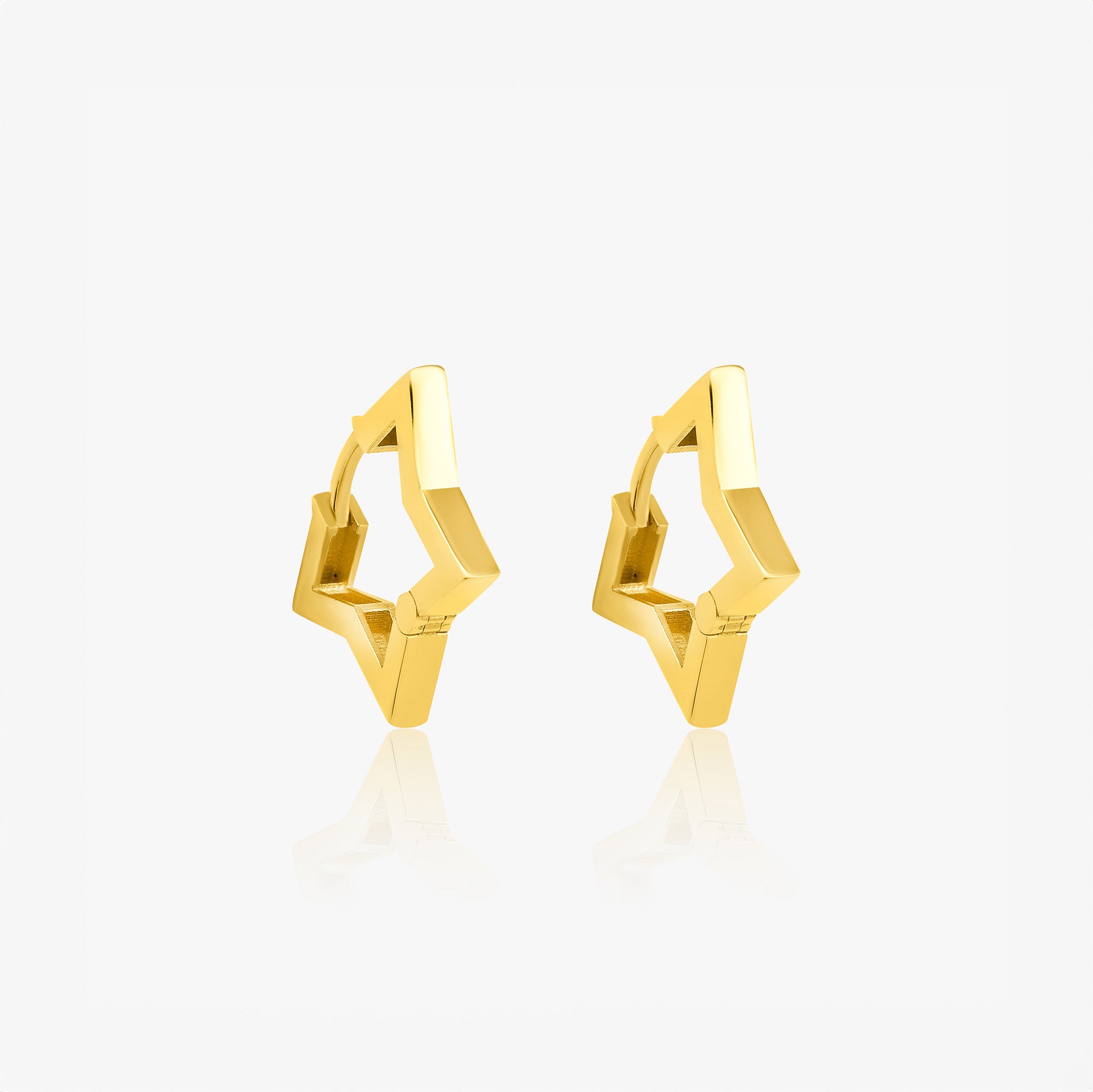 Star Hoop Earrings in 14K Gold