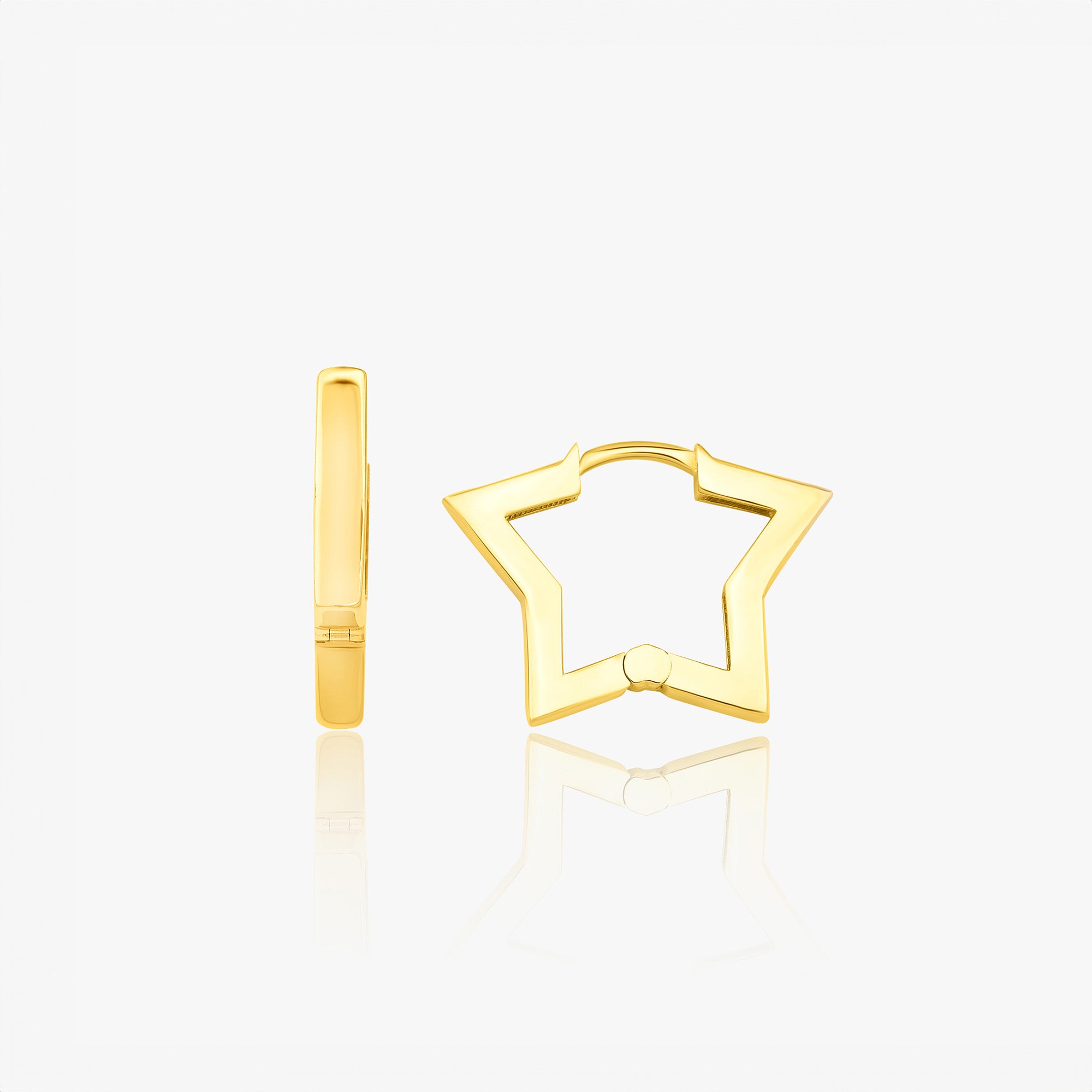 Star Hoop Earrings in 14K Gold