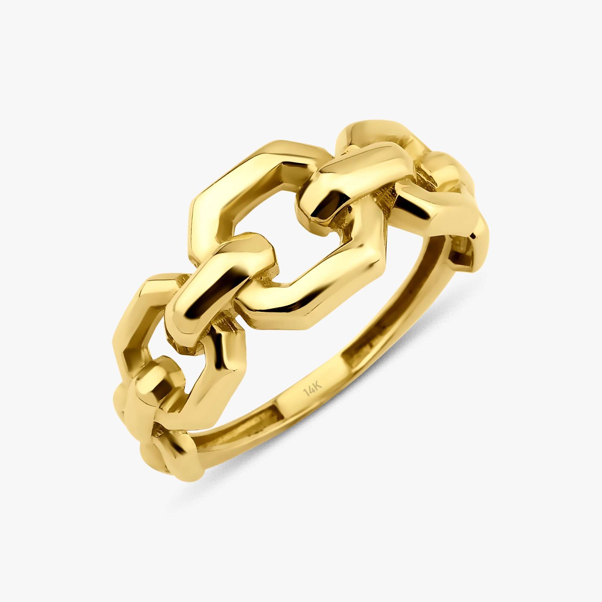 Modern Chain Ring in 14K Gold