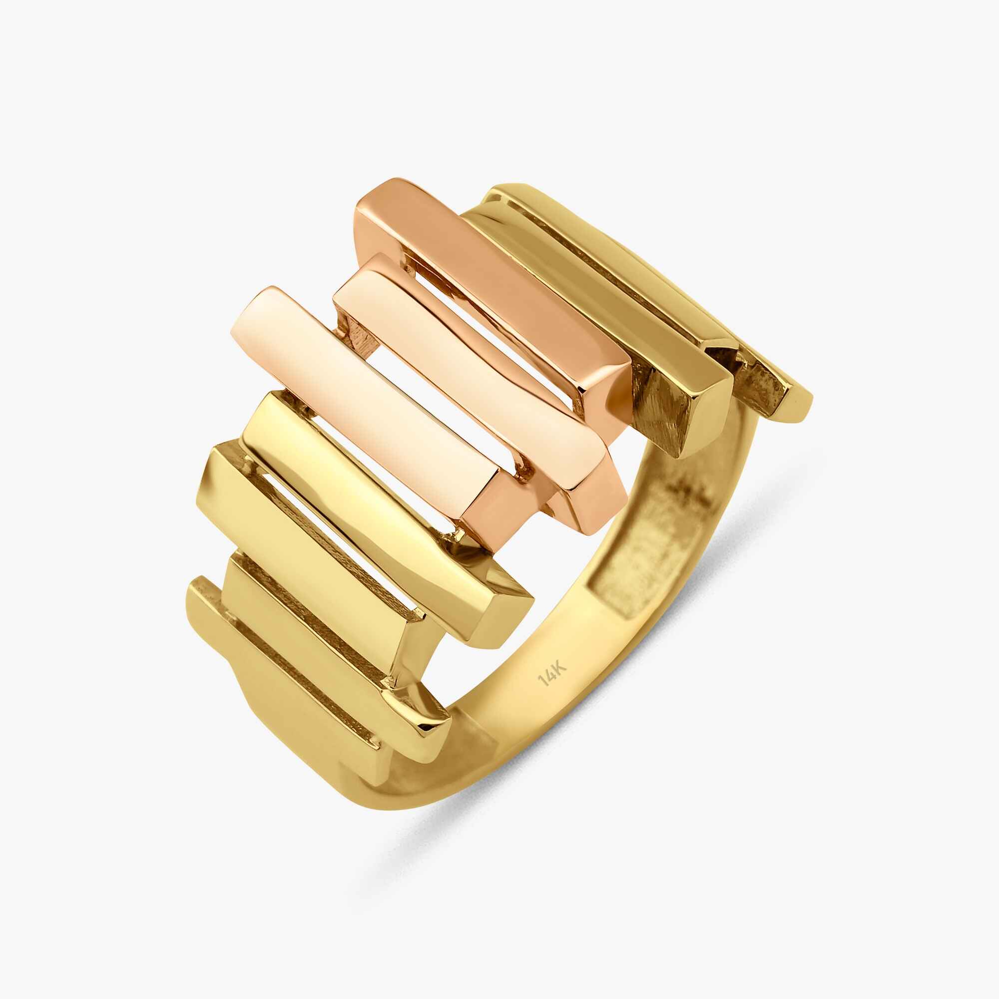 Two Tone Contemporary Ring in 14K Gold