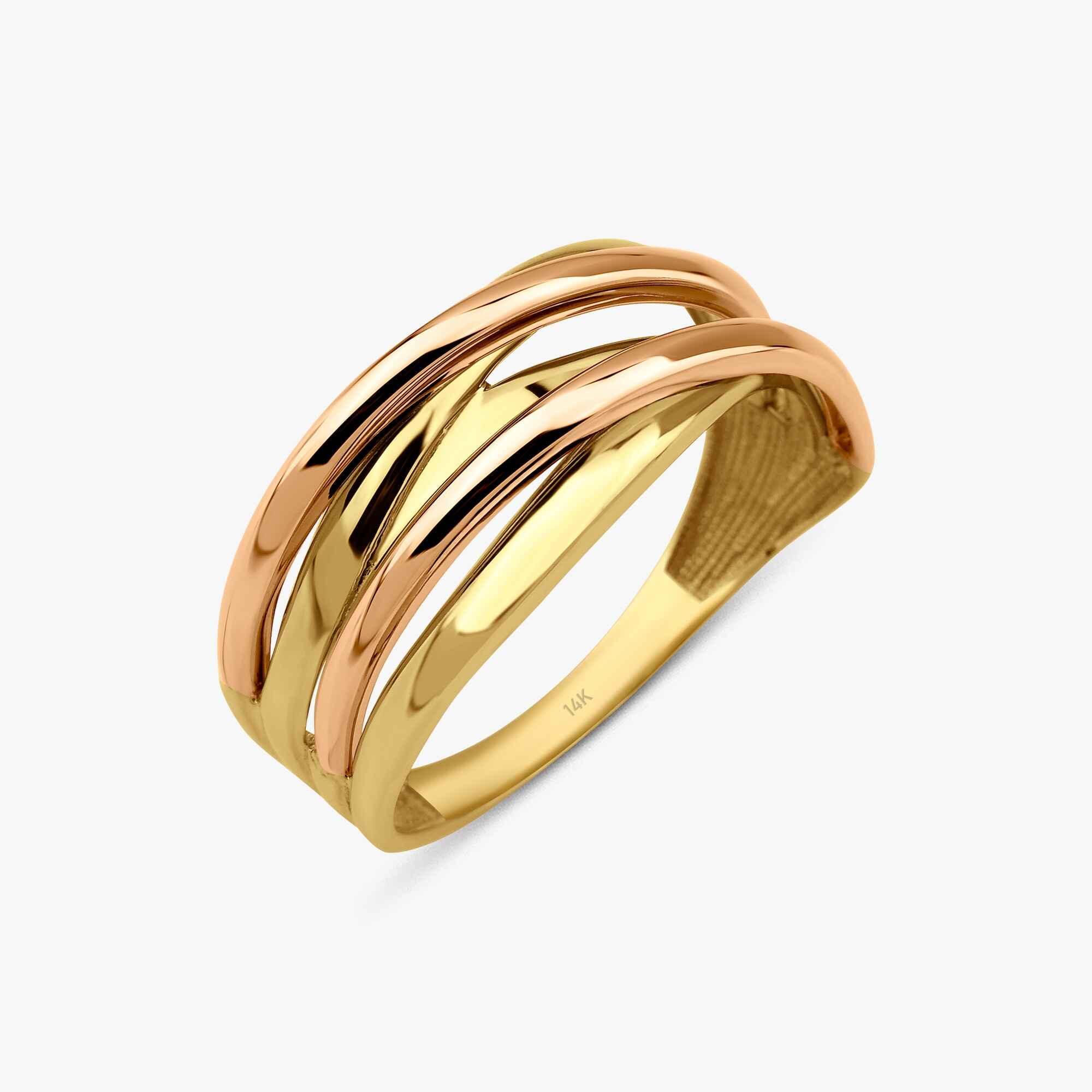 Two Tone Flow Ring in 14K Gold