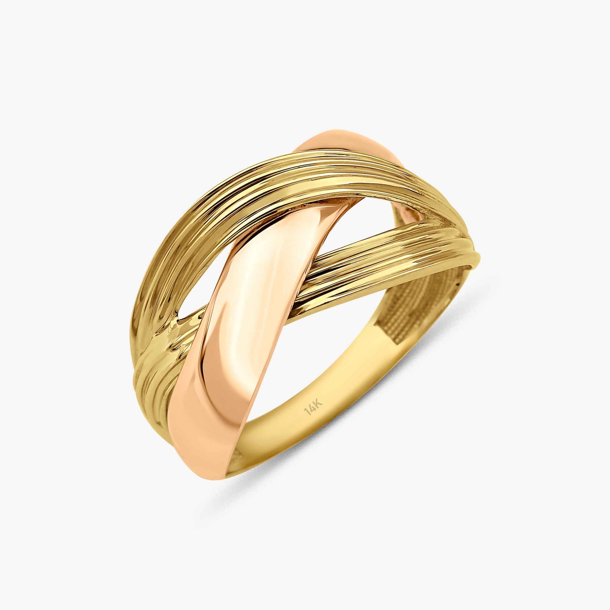 Two Tone Us Together Ring in 14K Gold