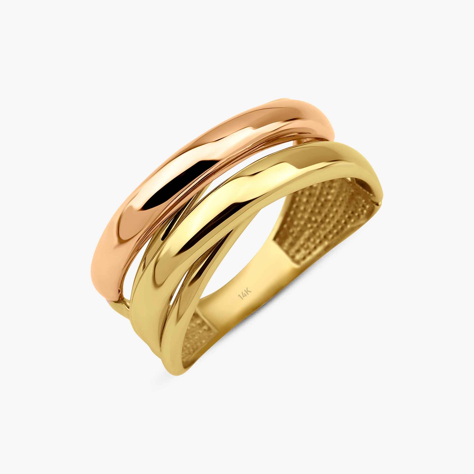 Two Tone Flow Ring in 14K Gold