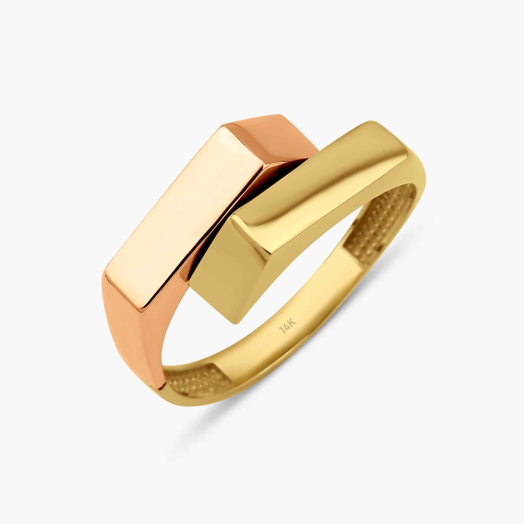 Two Tone Geometric Ring in 14K Gold