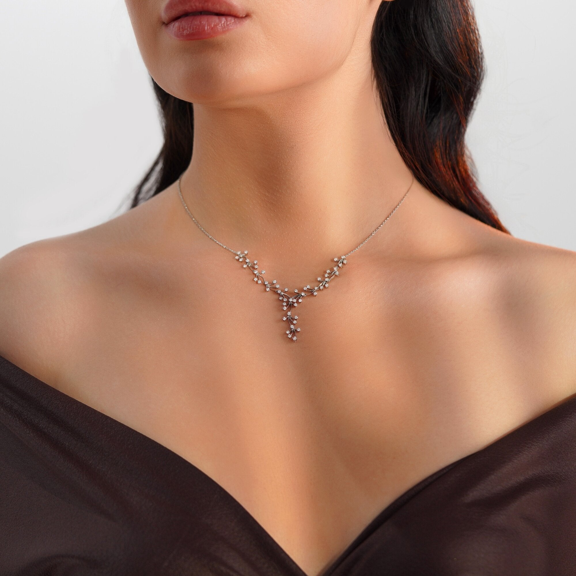 Diamond Eternal Branch Necklace in 14K Gold