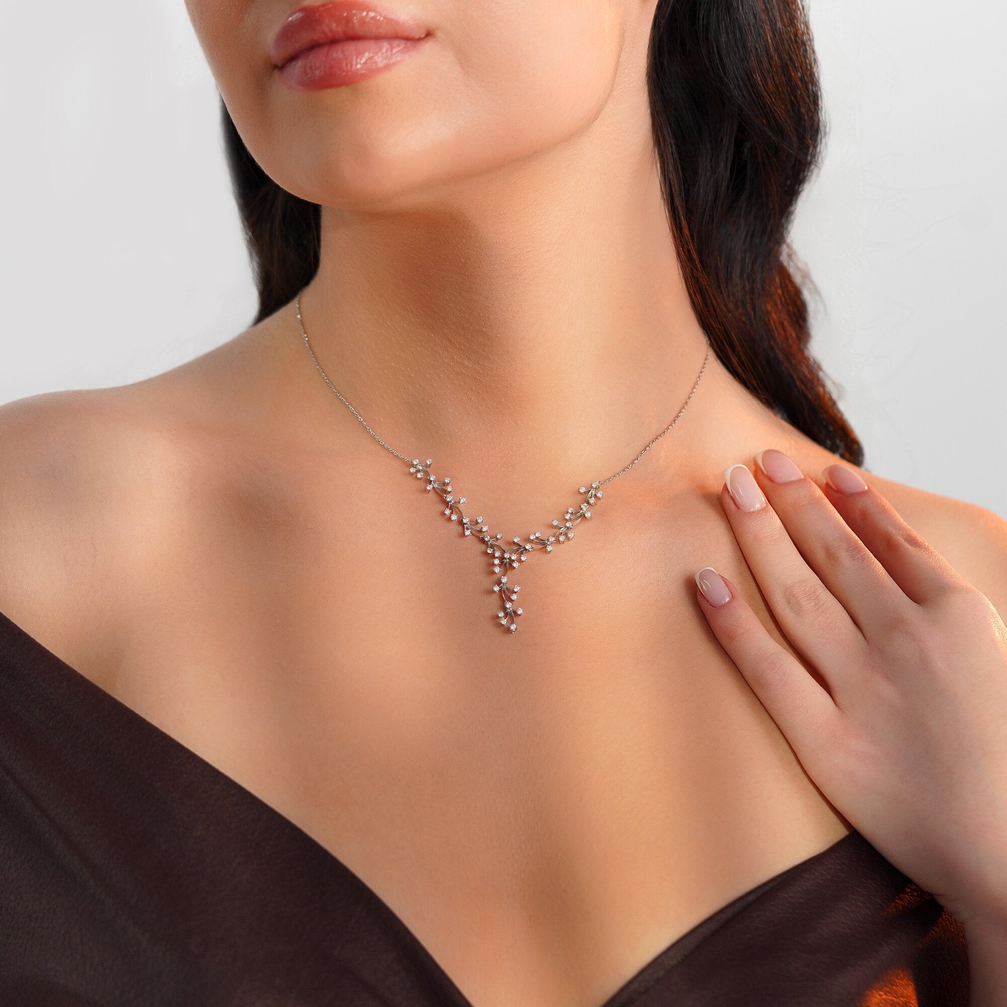 Diamond Eternal Branch Necklace in 14K Gold