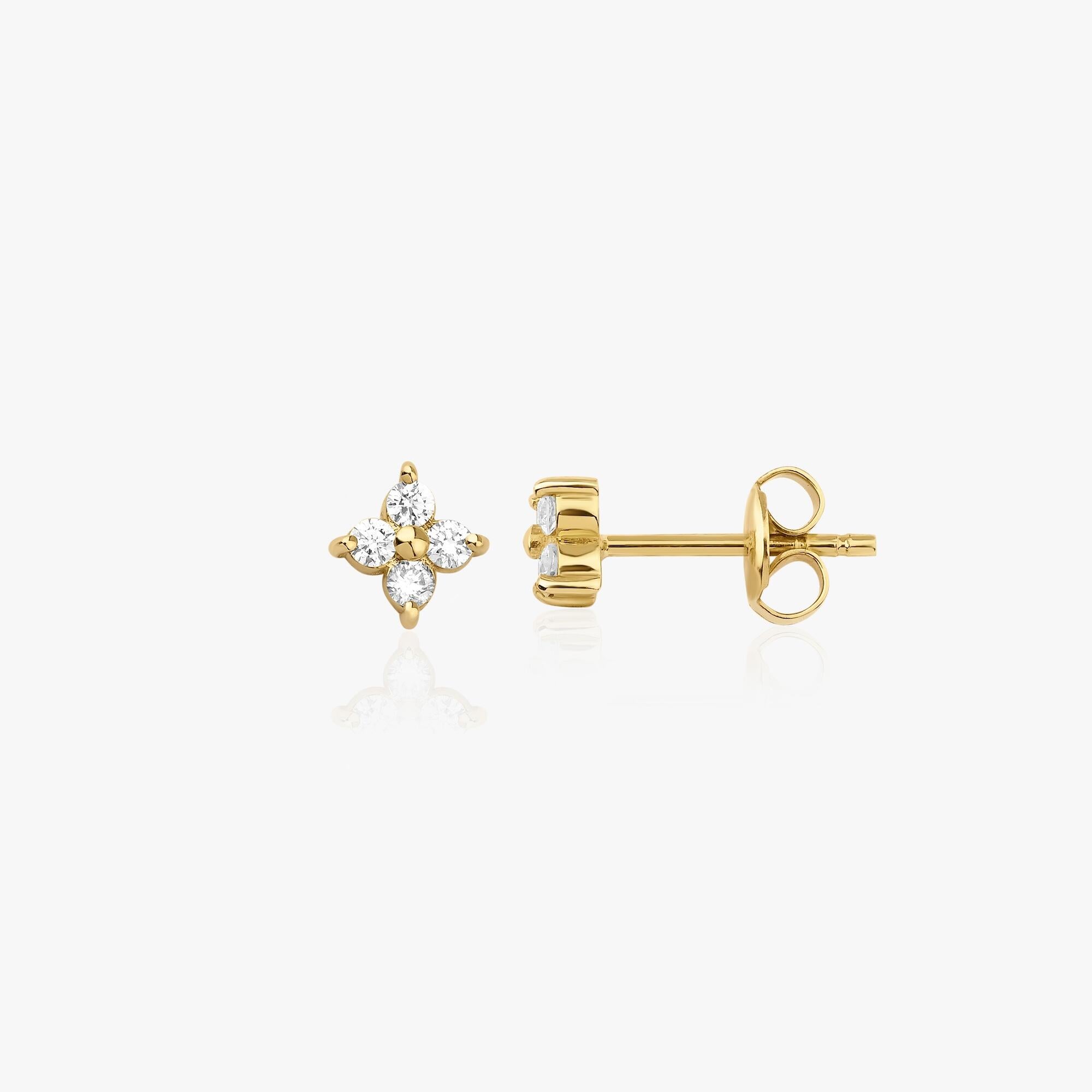 Single Diamond Clover Stud in 14K Gold