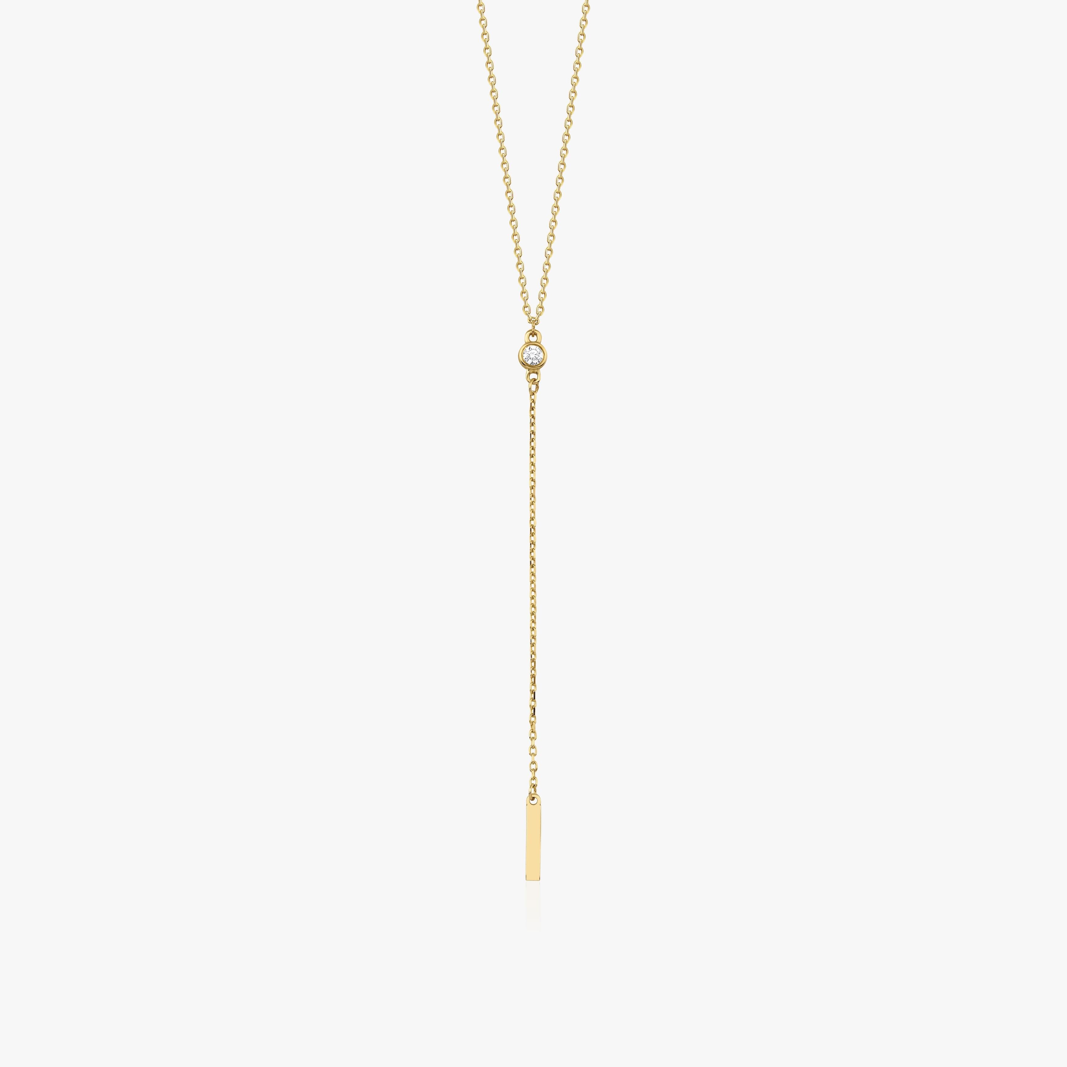 Minimal Diamond Lariat Necklace in 14K Gold