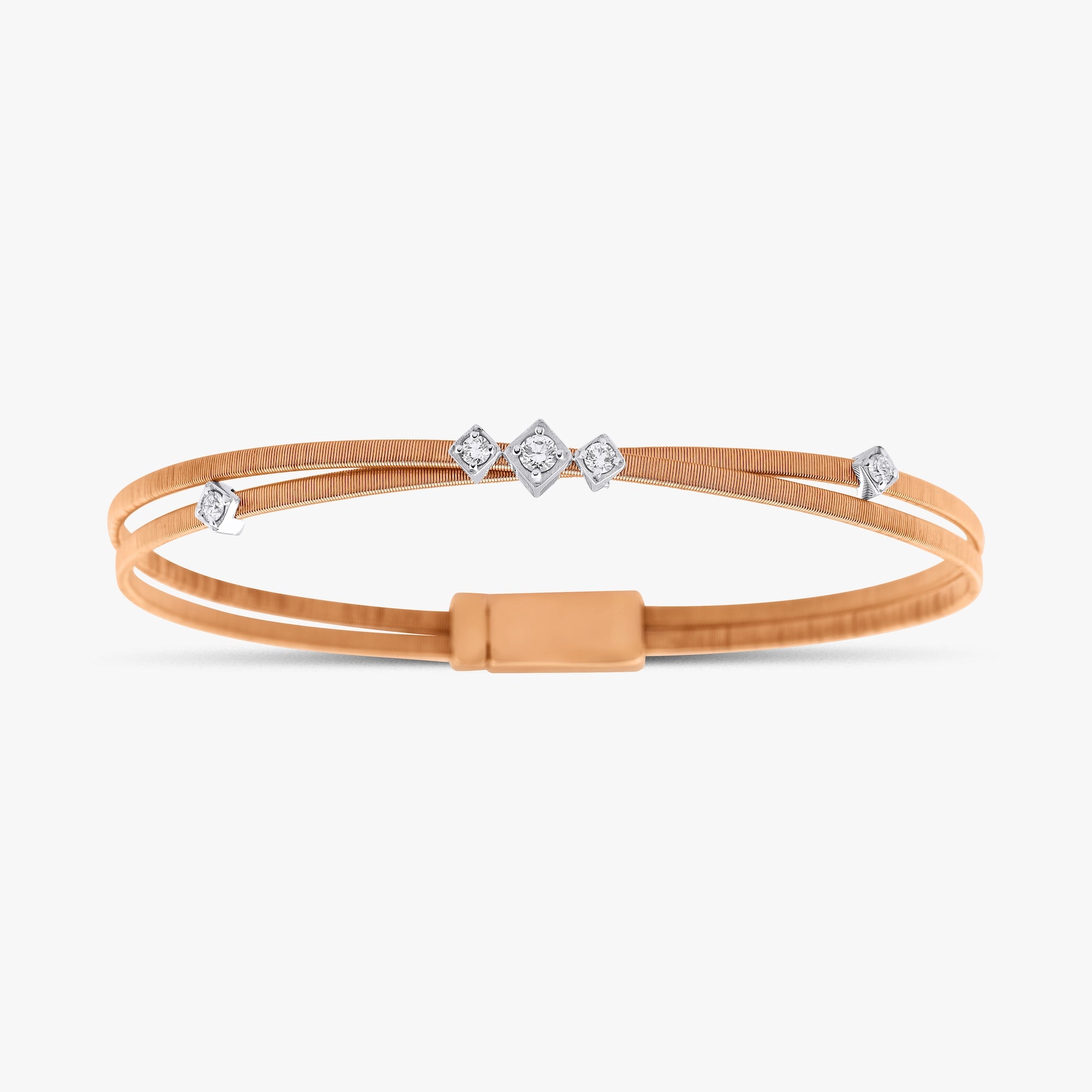 Matte Diamond Twist Bangle Bracelet in 14K Gold