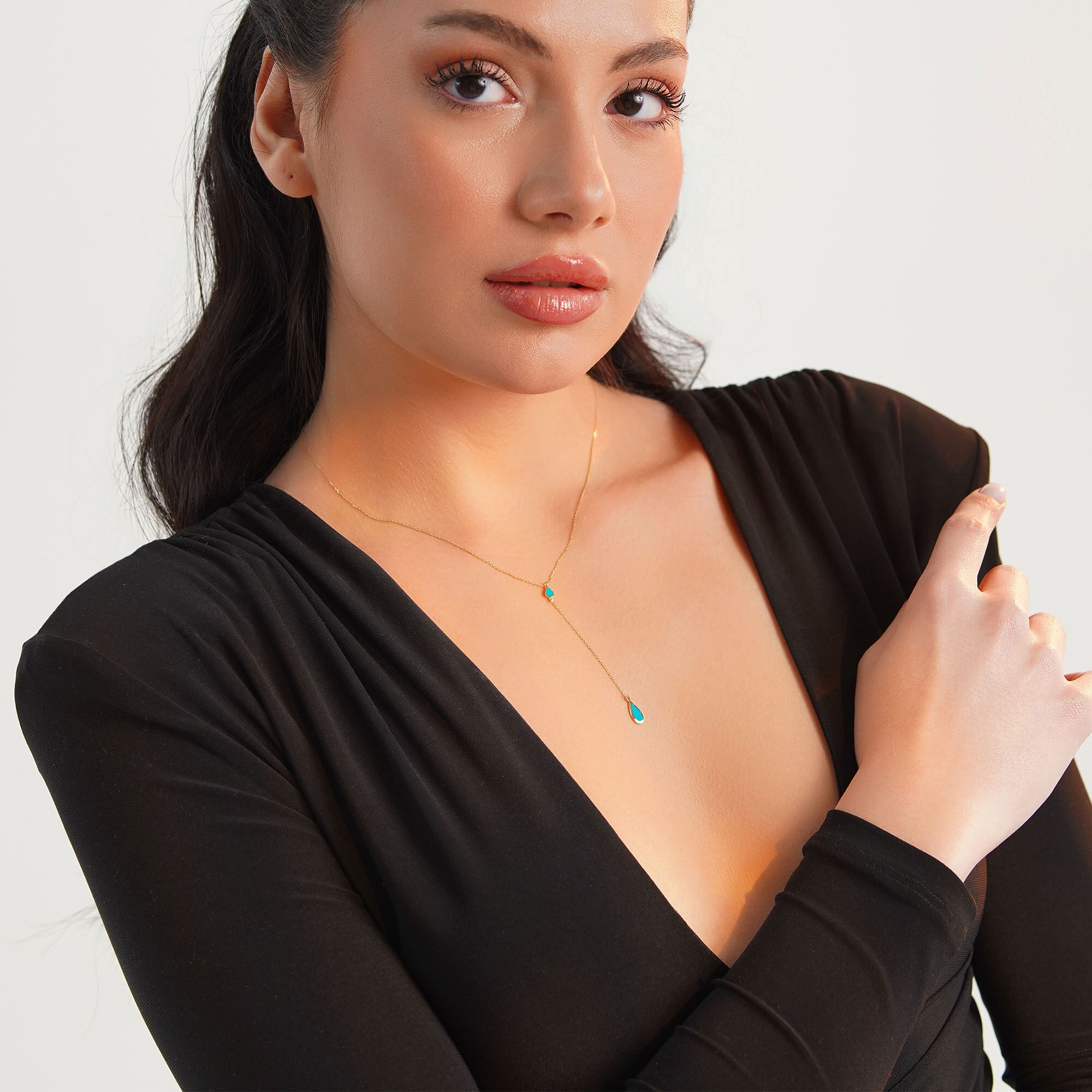 Raindrop Lariat Necklace in 14K Gold