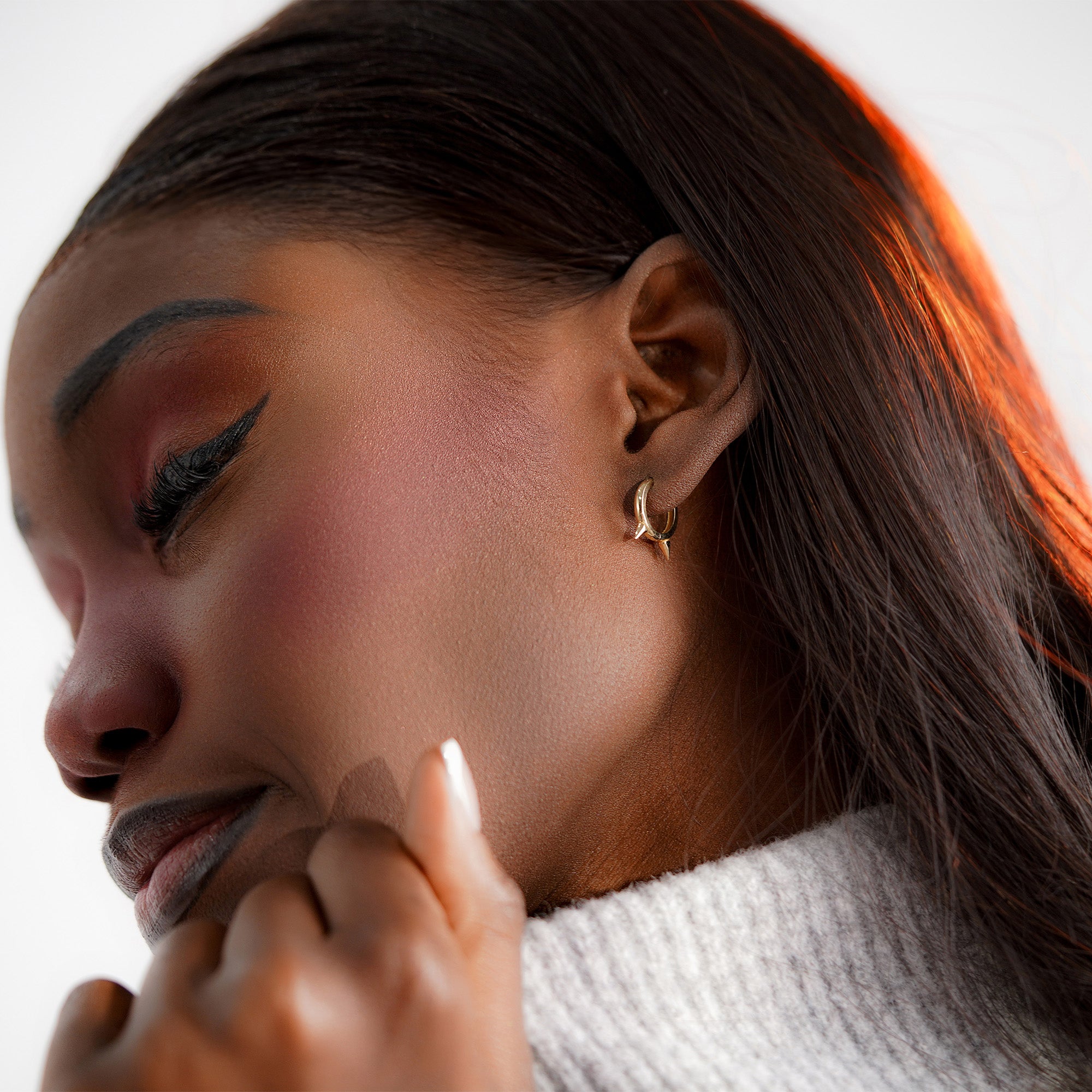 Mini Spike Hoop Earrings in 14K Gold