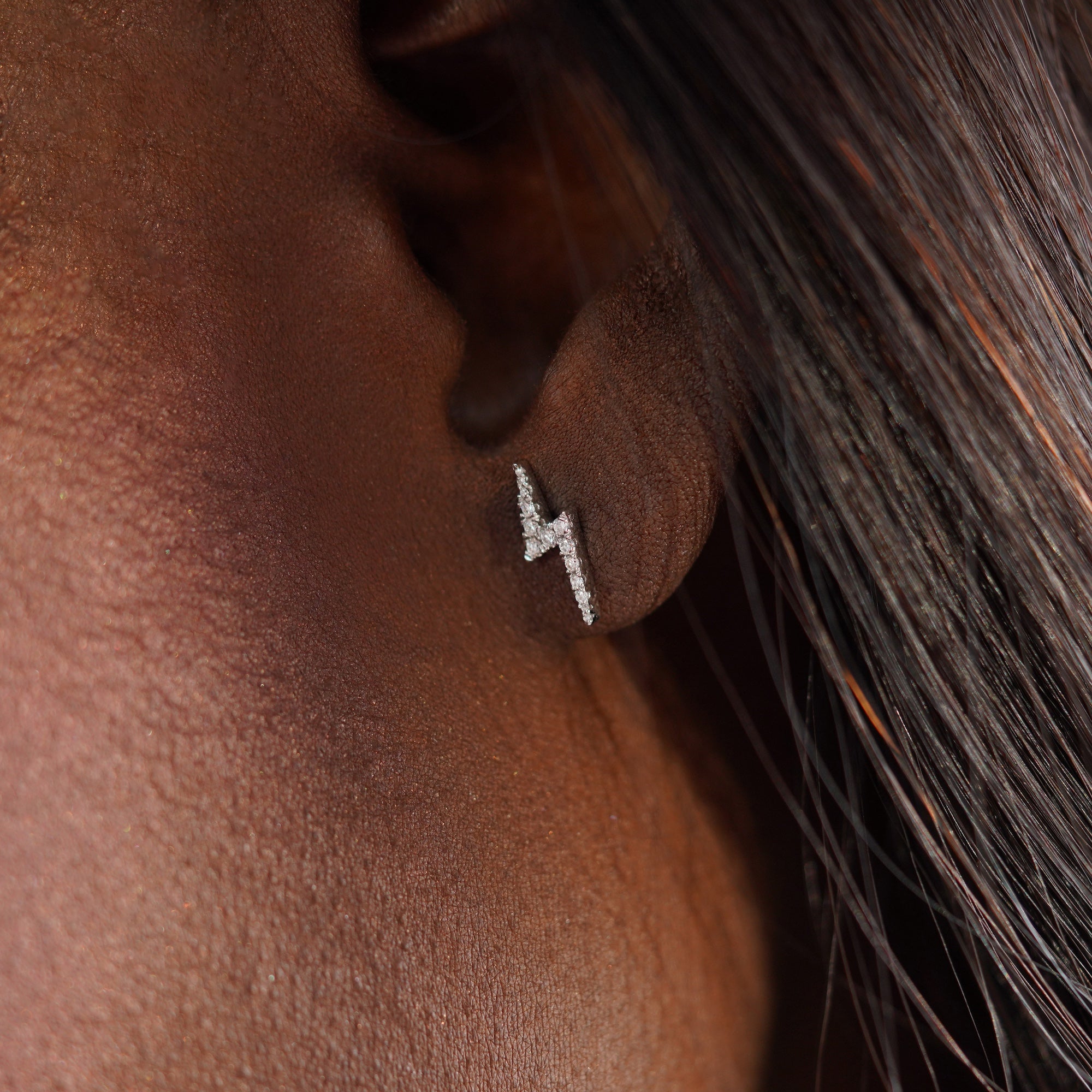 Diamond Lightning Studs Available in 14K and 18K Gold