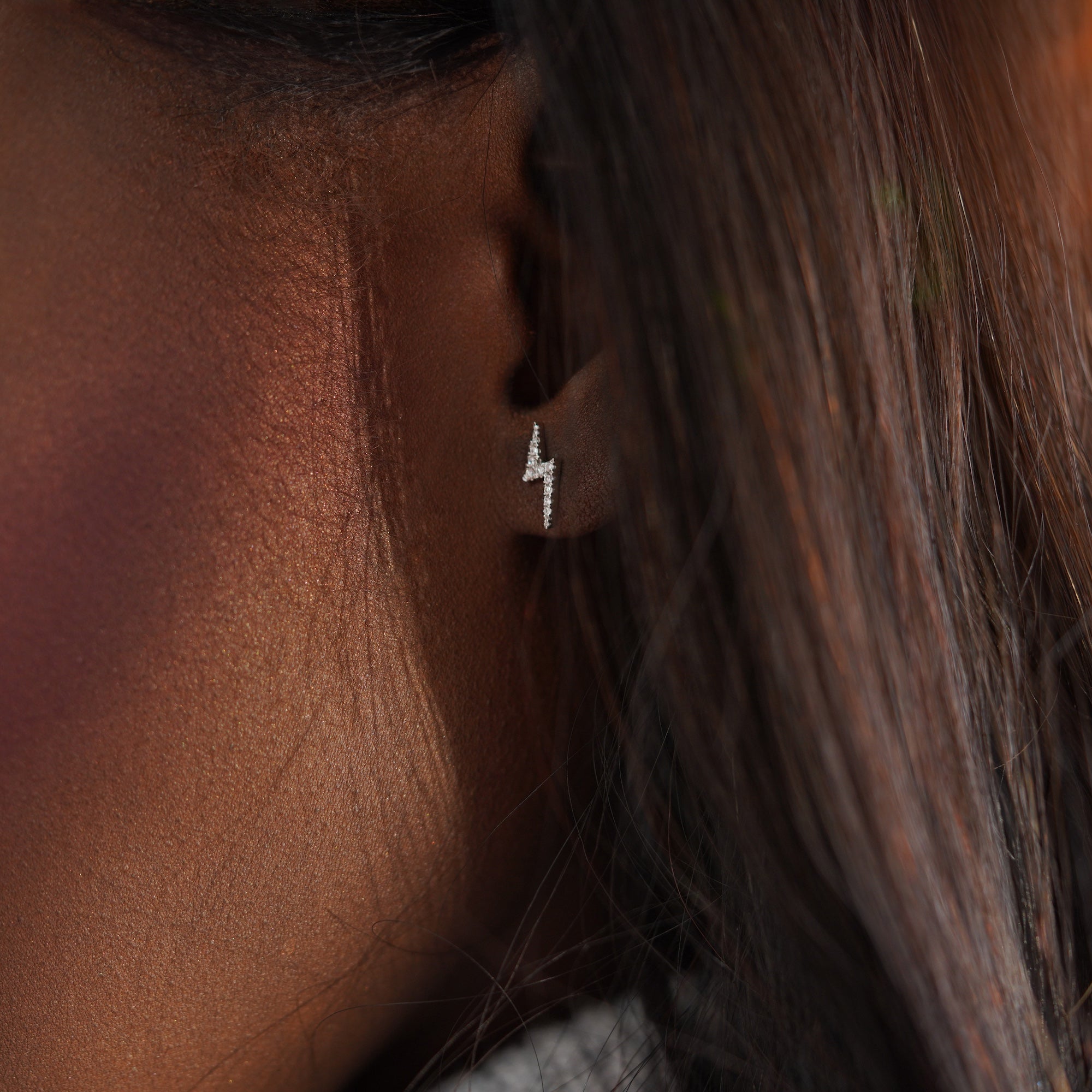 Diamond Lightning Studs Available in 14K and 18K Gold