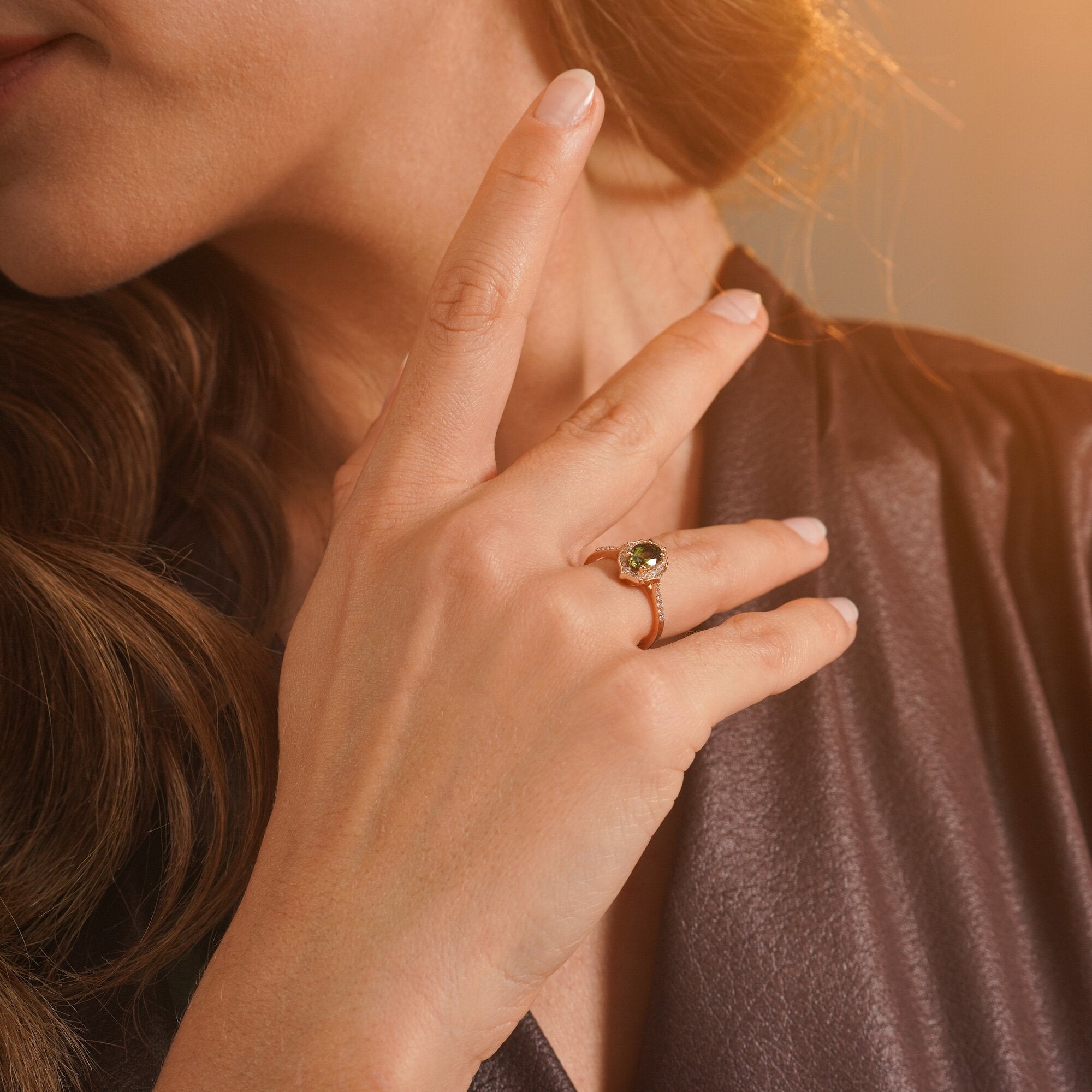 Peridot and Diamond Vintage Ring