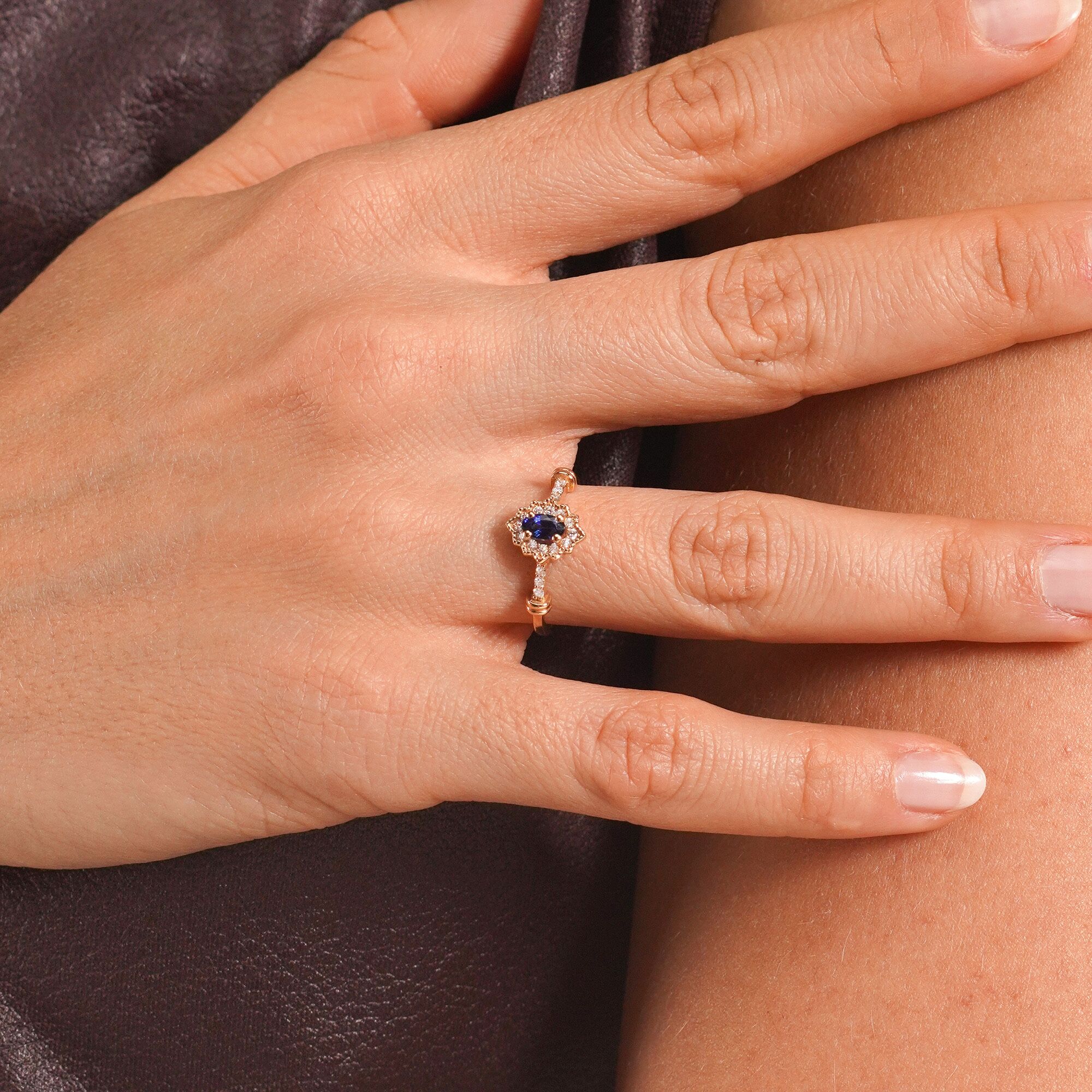 Blue Sapphire and Diamond North Star Ring