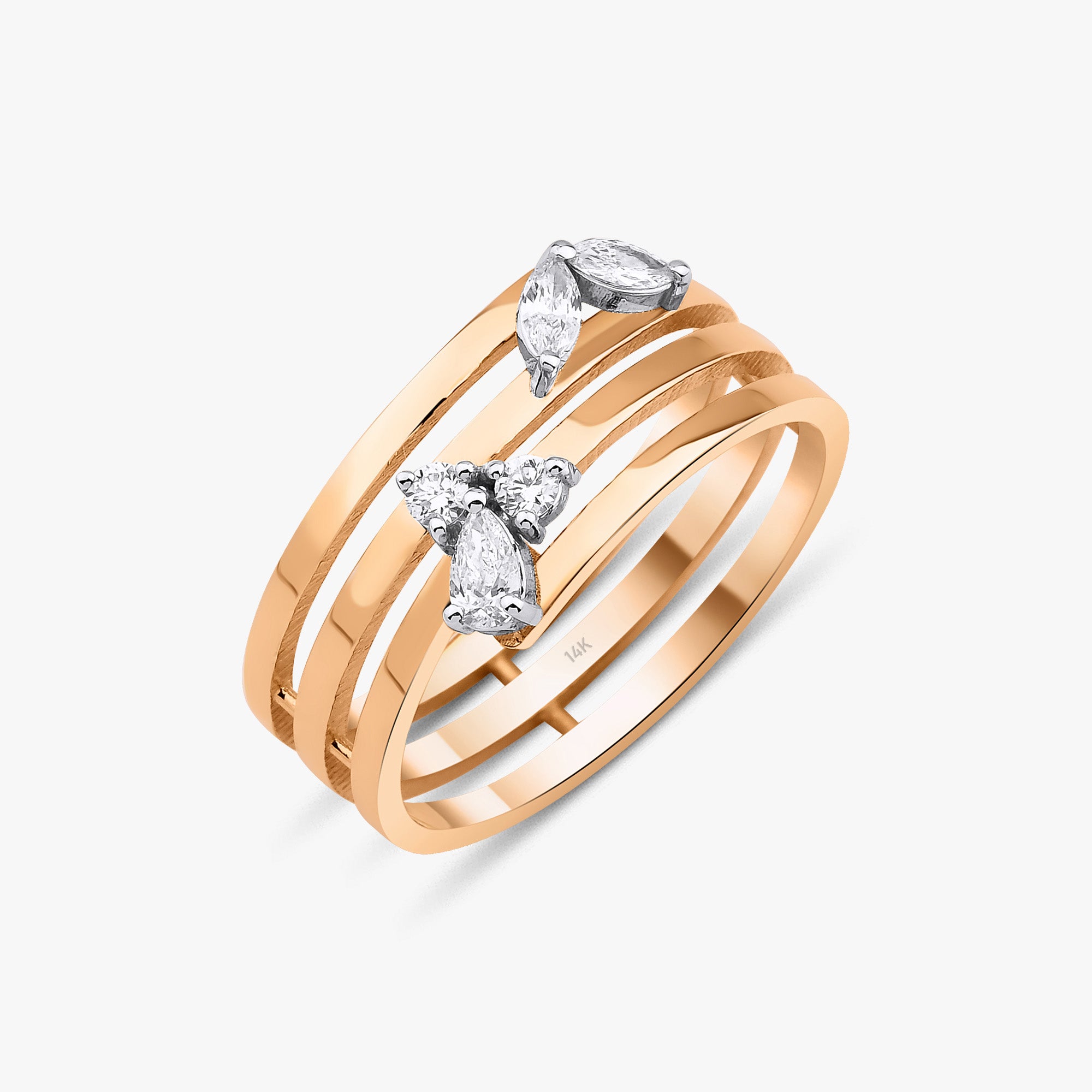 Elegant Diamond Swirl Ring in 14K Gold