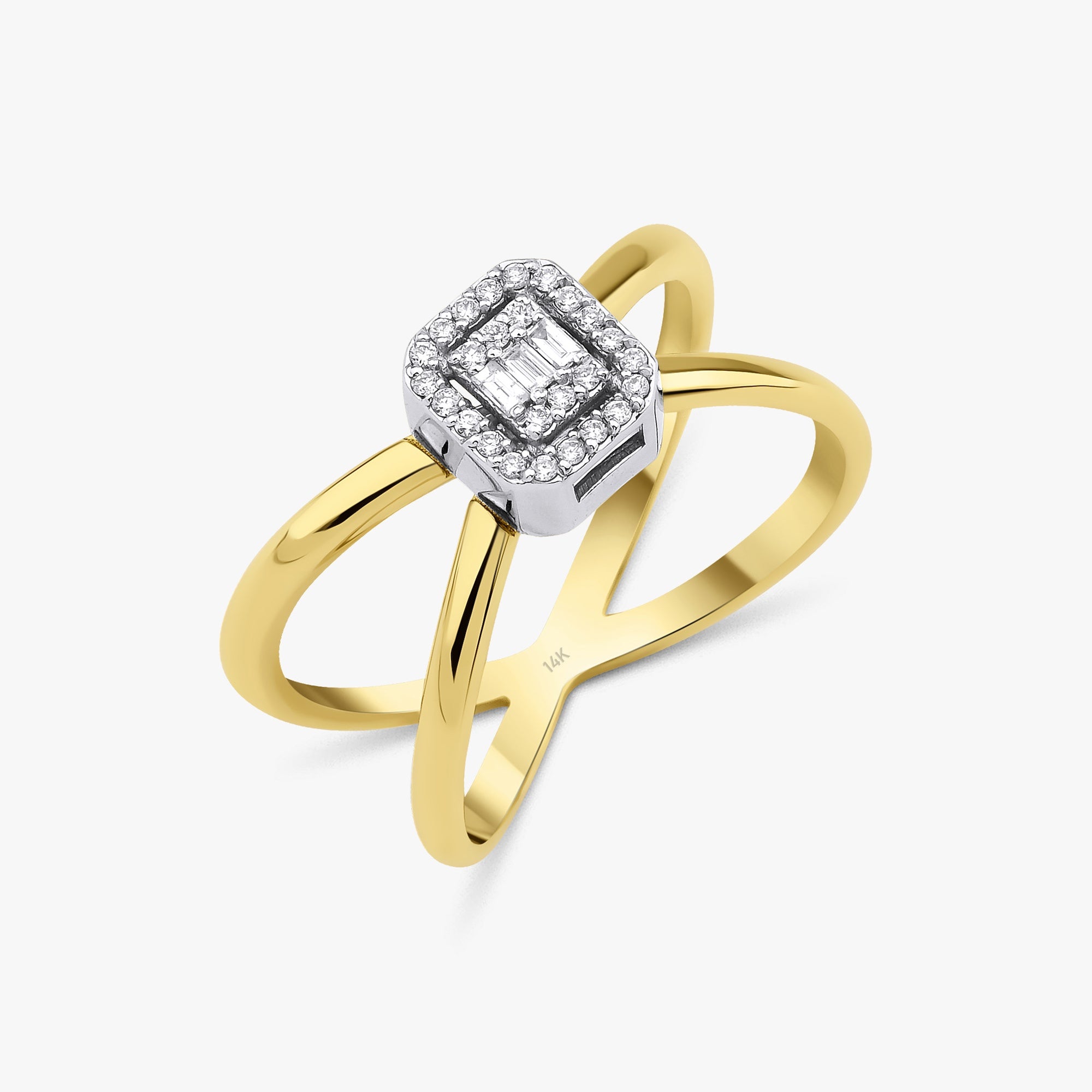 Diamond Criss Cross Ring in 14K Gold