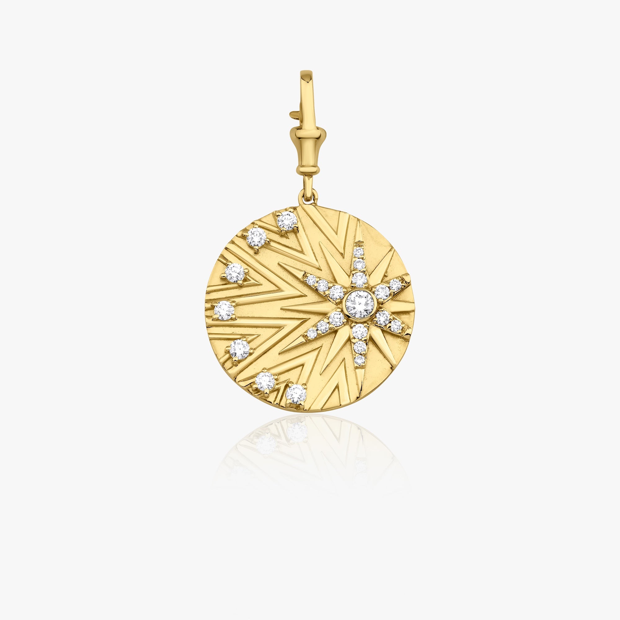 Diamond Eternal Star Medallion Pendant Available in 14K and 18K Gold