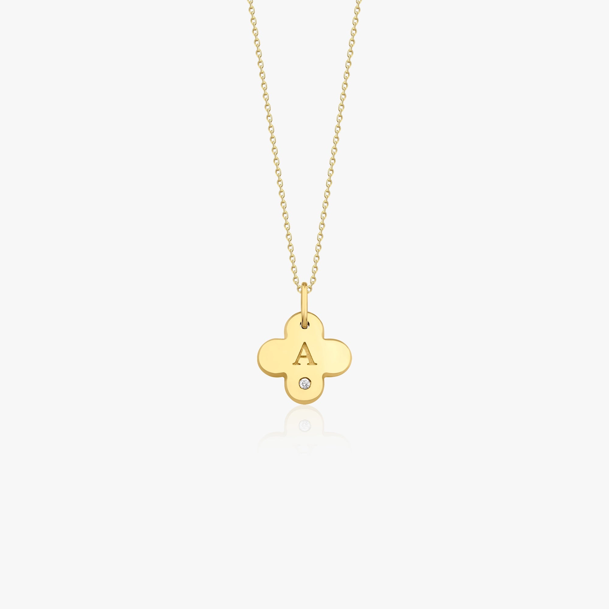 Birthstone Four Leaf Clover Pendant Necklace in 14K Gold