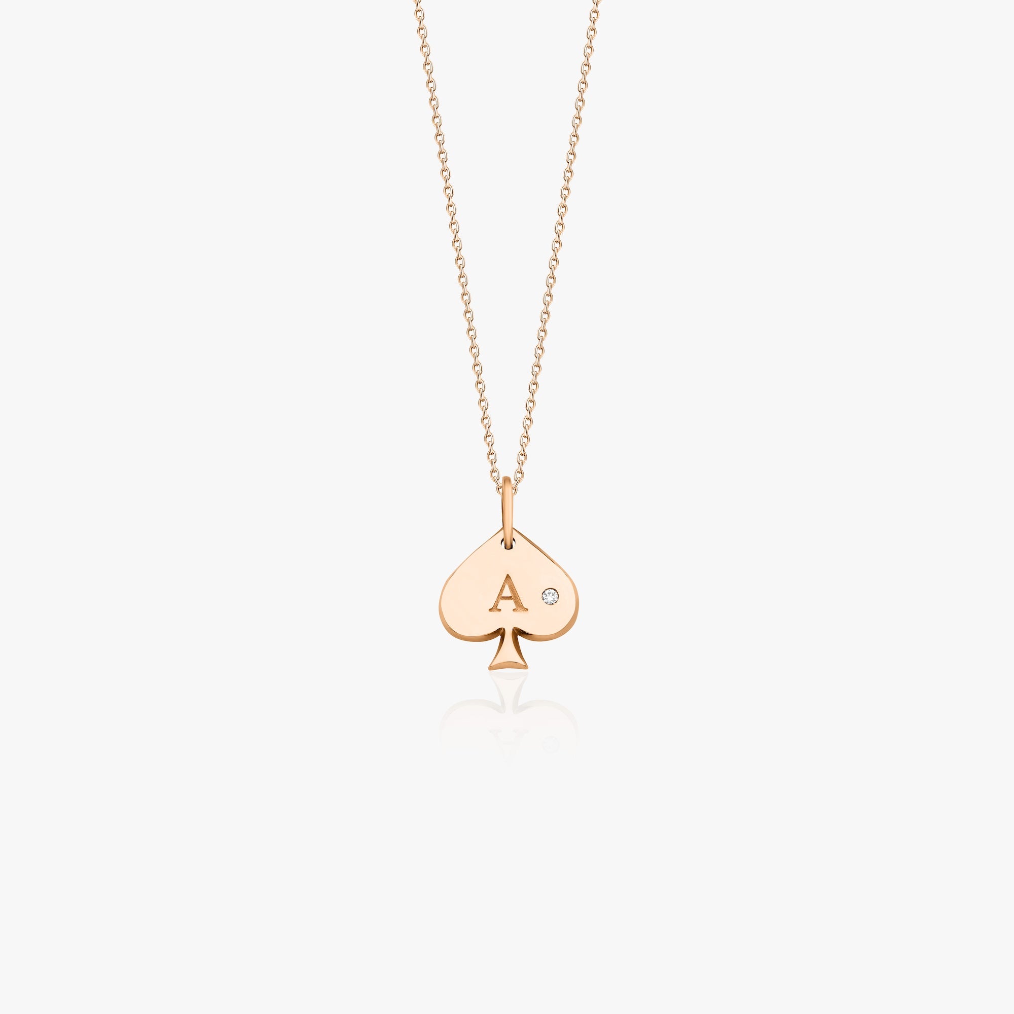 Birthstone Spade Initial Necklace in 14K Gold