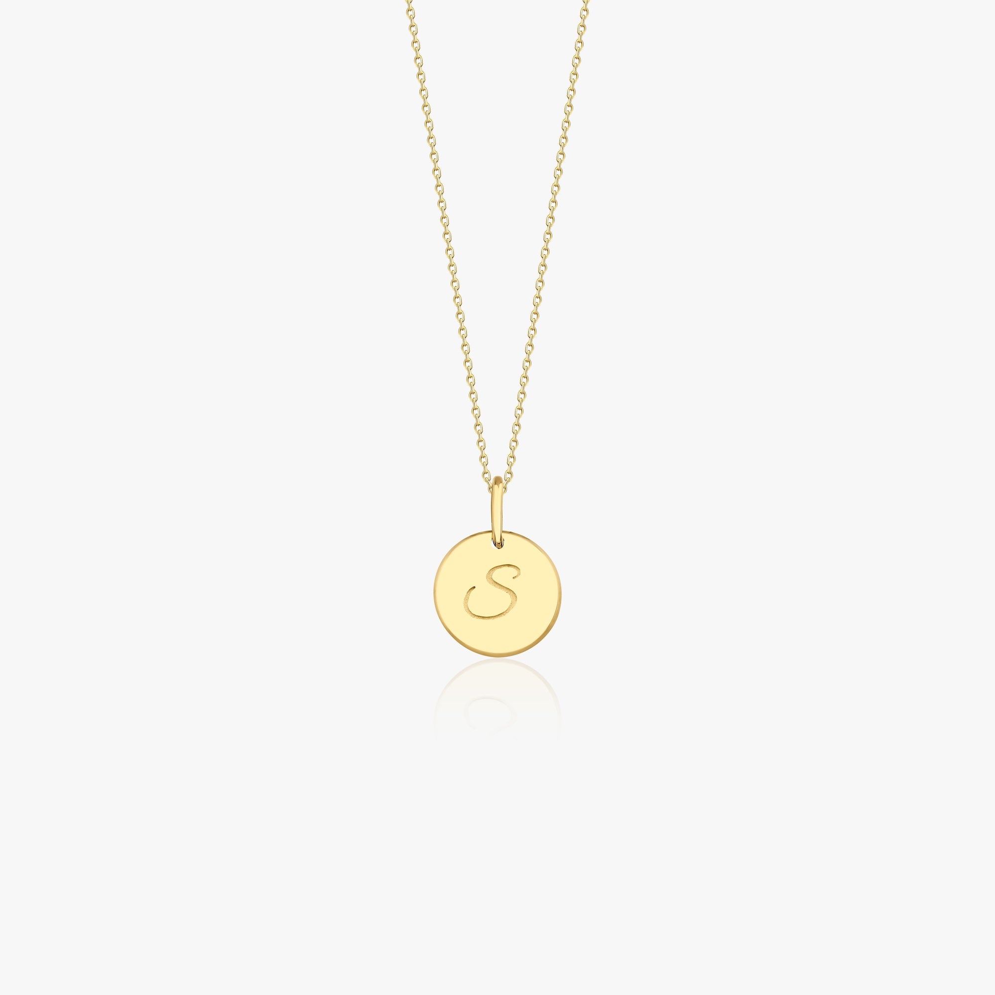 Cursive Initial Pendant Necklace in 14K Gold