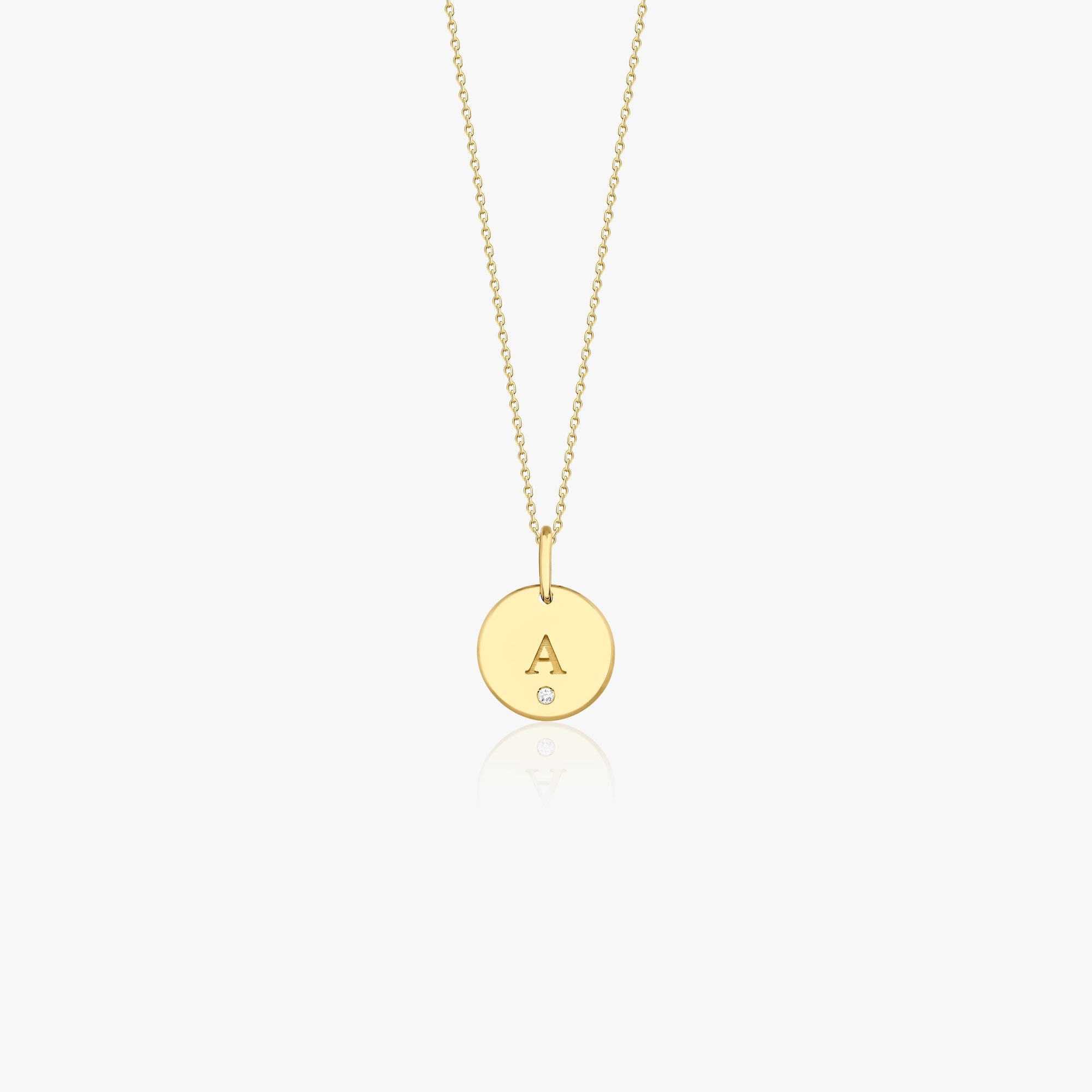 Birthstone Initial Pendant Necklace in 14K Gold