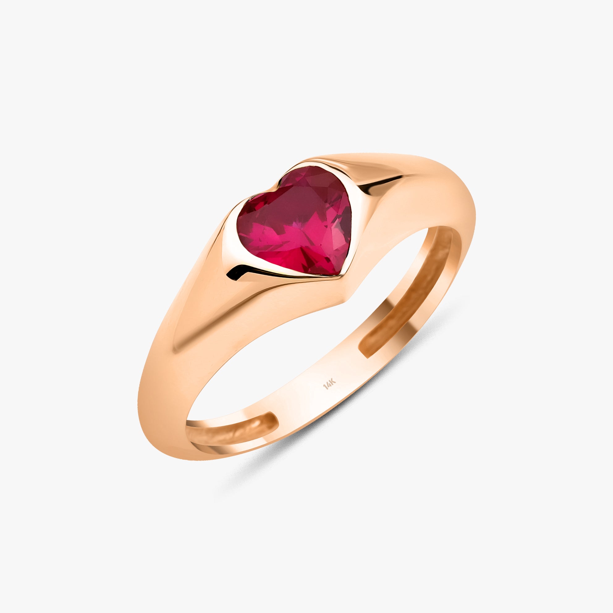 Red Heart Cut Gemstone Ring in 14K Gold