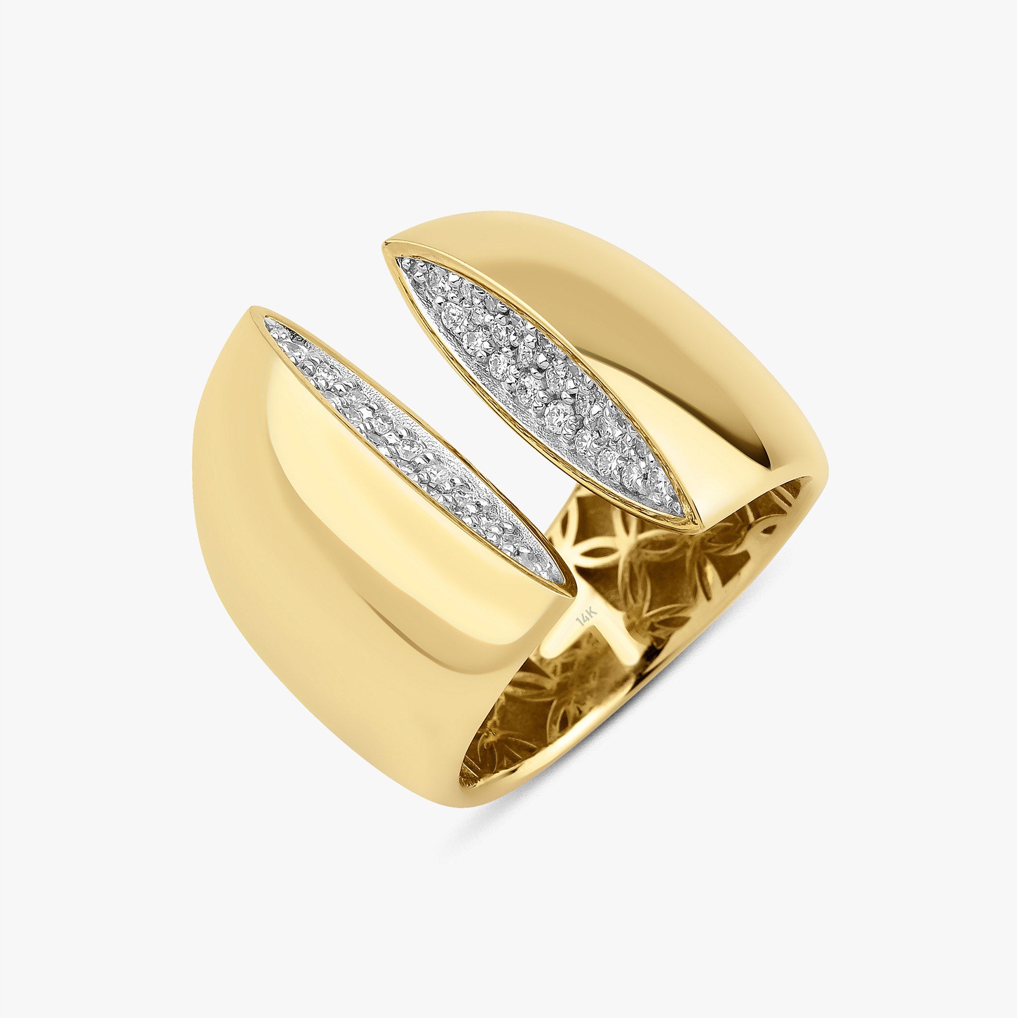 Diamond Large Dual Ring in 14K Gold