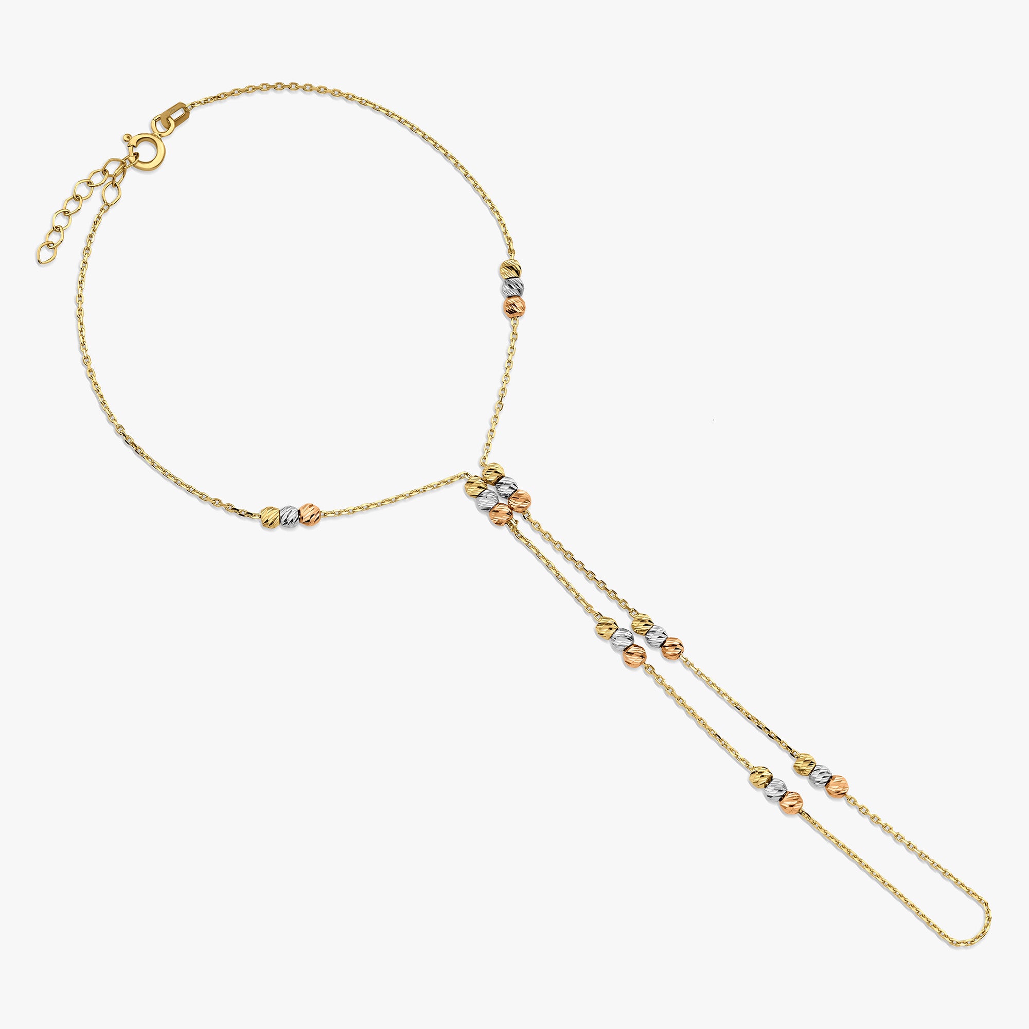 Beaded Hand Chain in 14K Gold