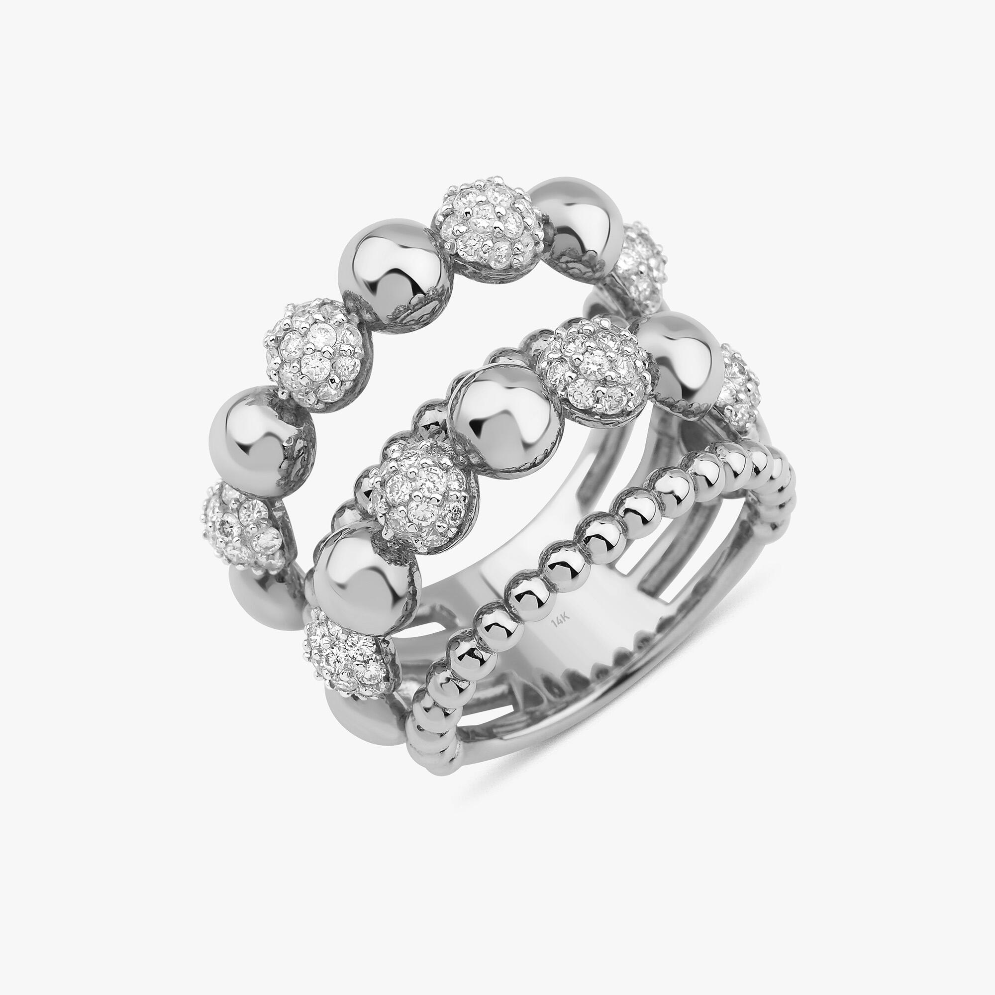 Quadruple Beaded Diamond Ring