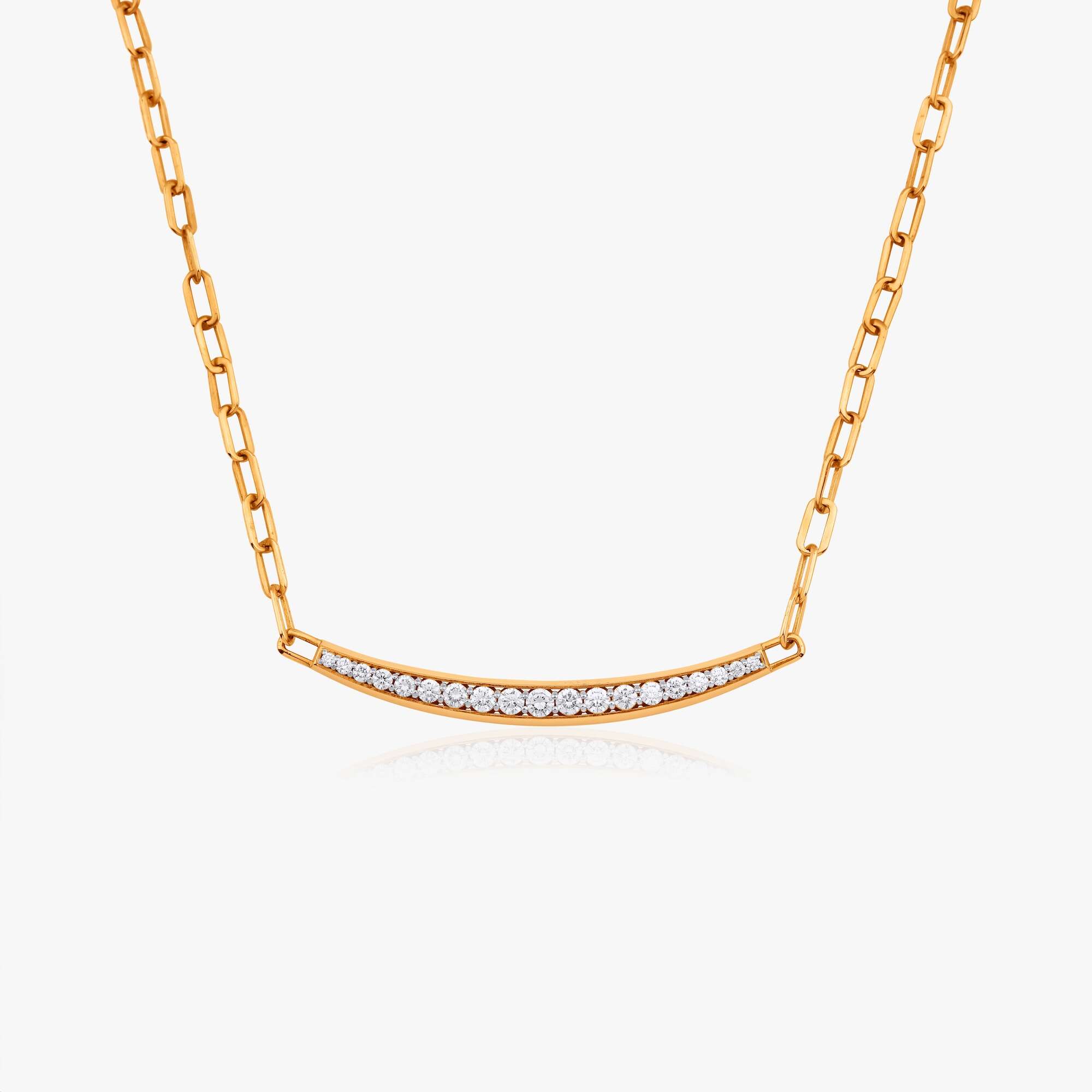 Diamond Large Curved Bar Necklace