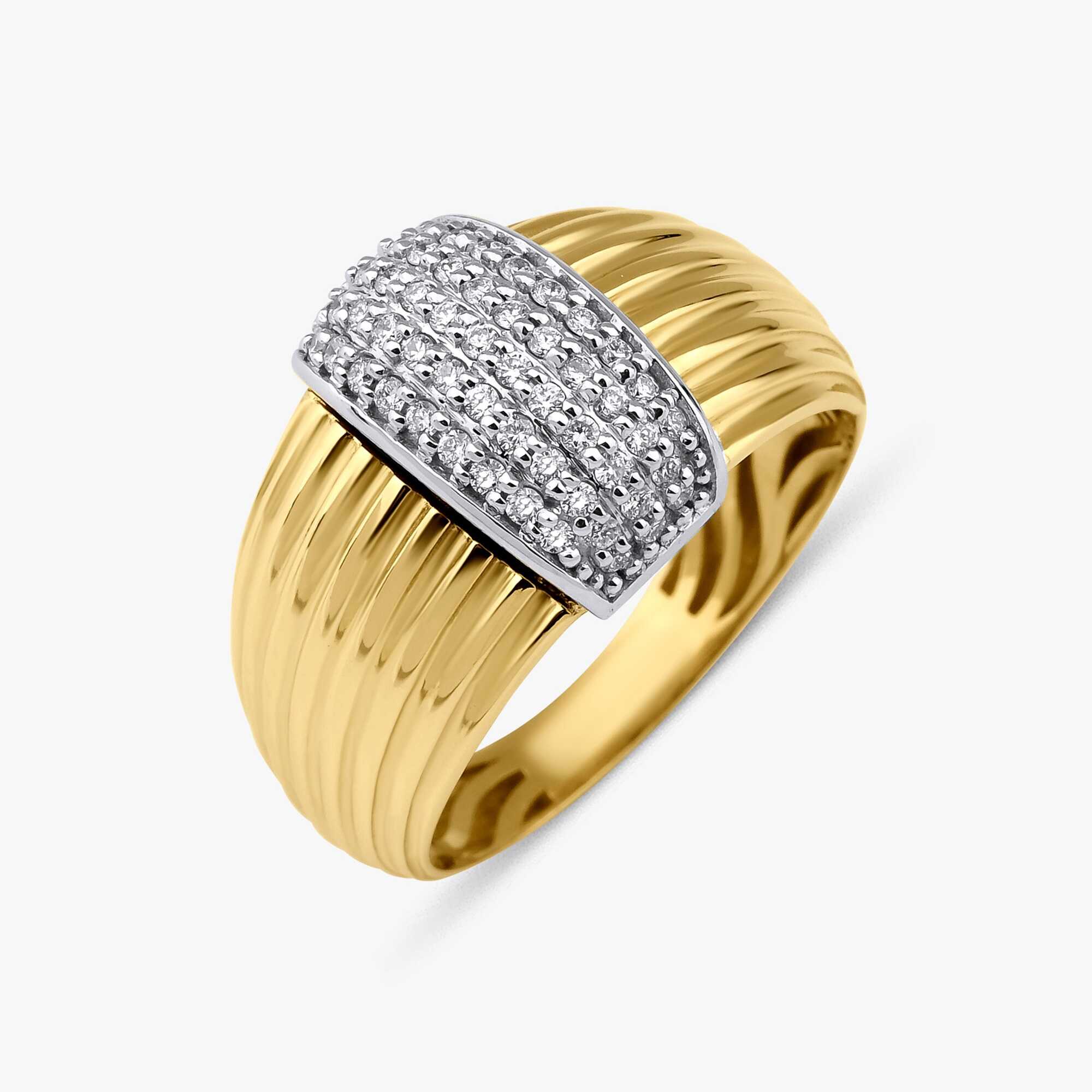 Pave Set Diamond Dome Ring in 14K Gold