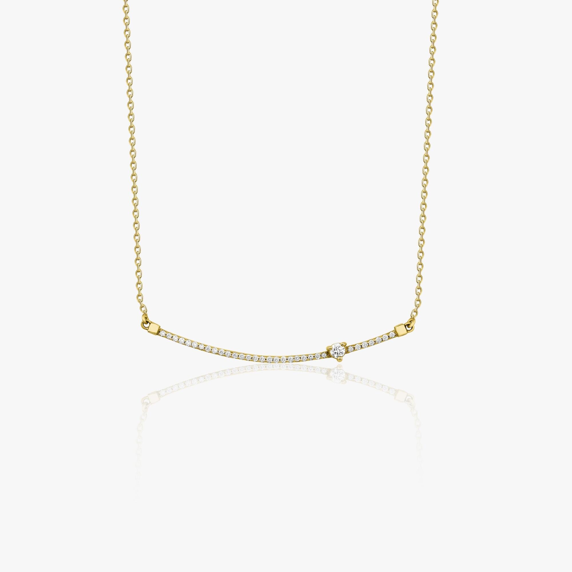 Diamond Curved Bar Necklace Available in 14K and 18K Gold